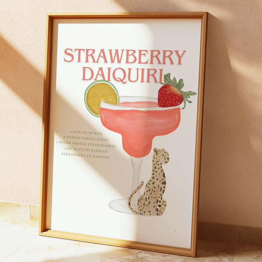 Strawberry Daiquiri Cocktail Wall Art Print