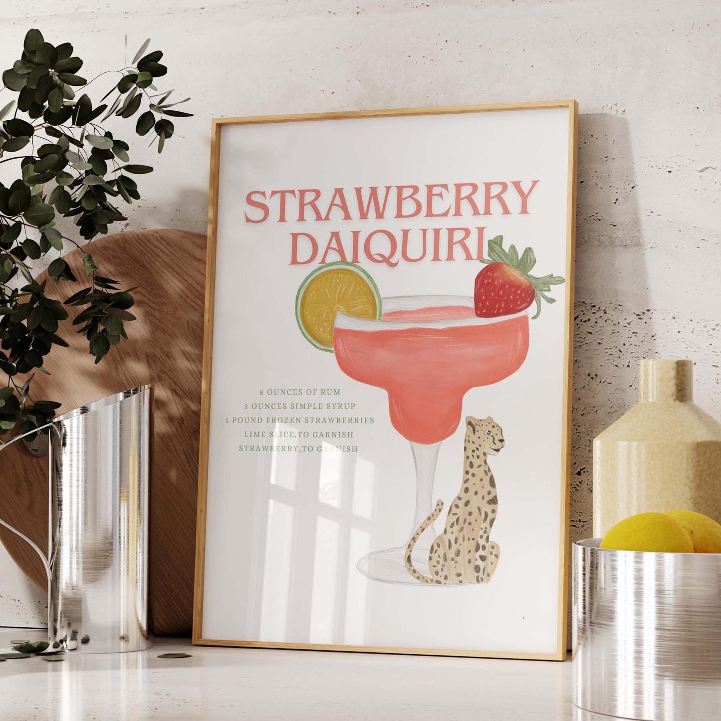 Strawberry Daiquiri Cocktail Wall Print