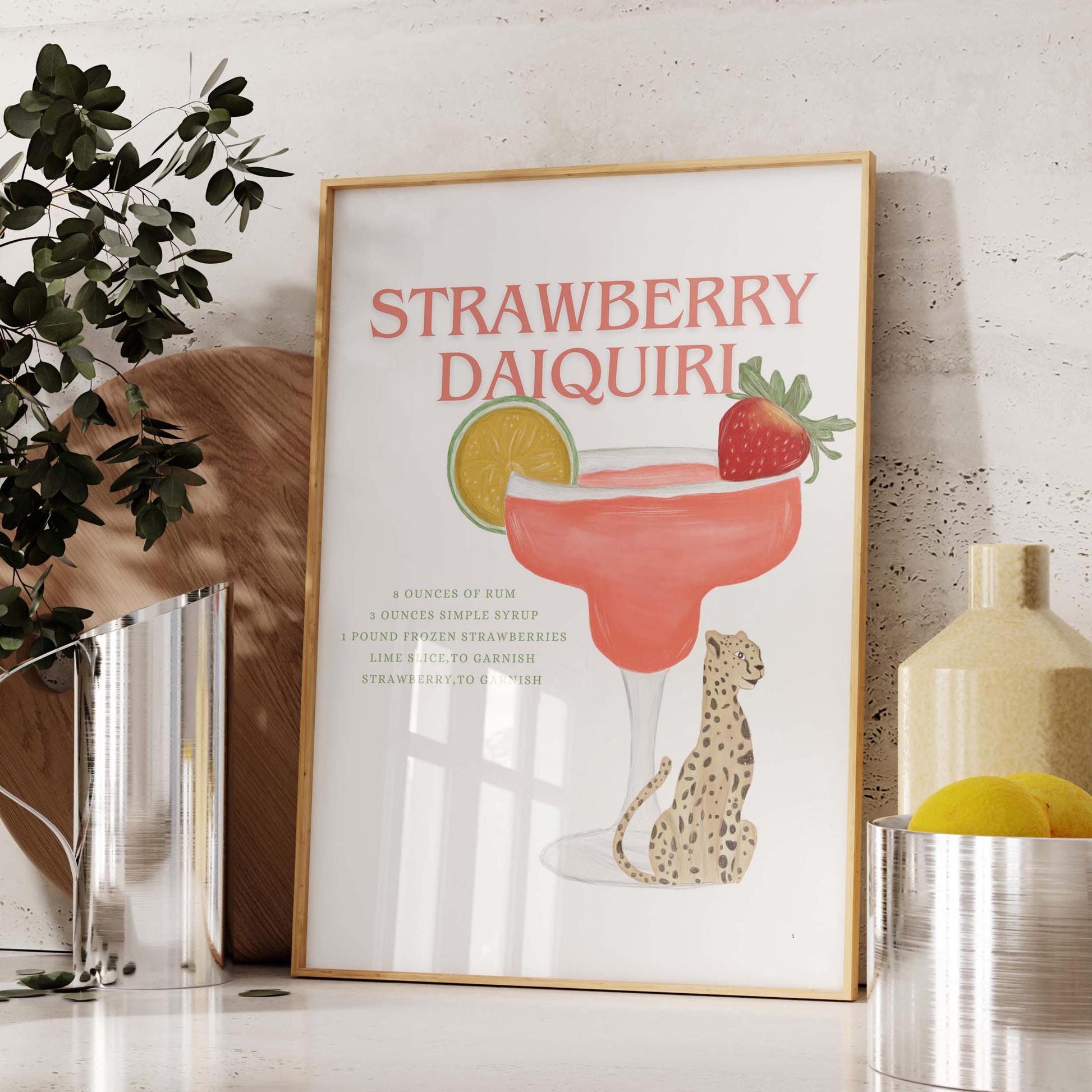 Strawberry Daiquiri Cocktail Wall Print