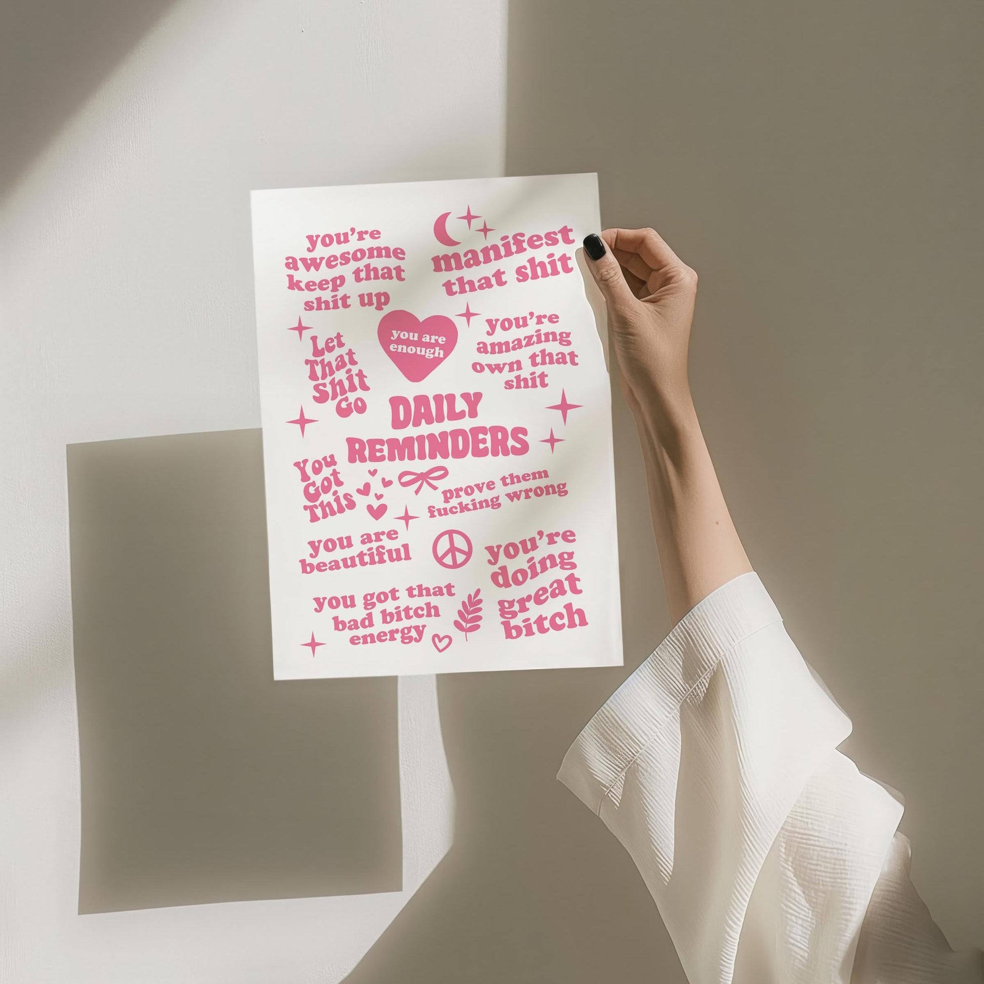 Daily Affirmation Reminder Pink Wall Art
