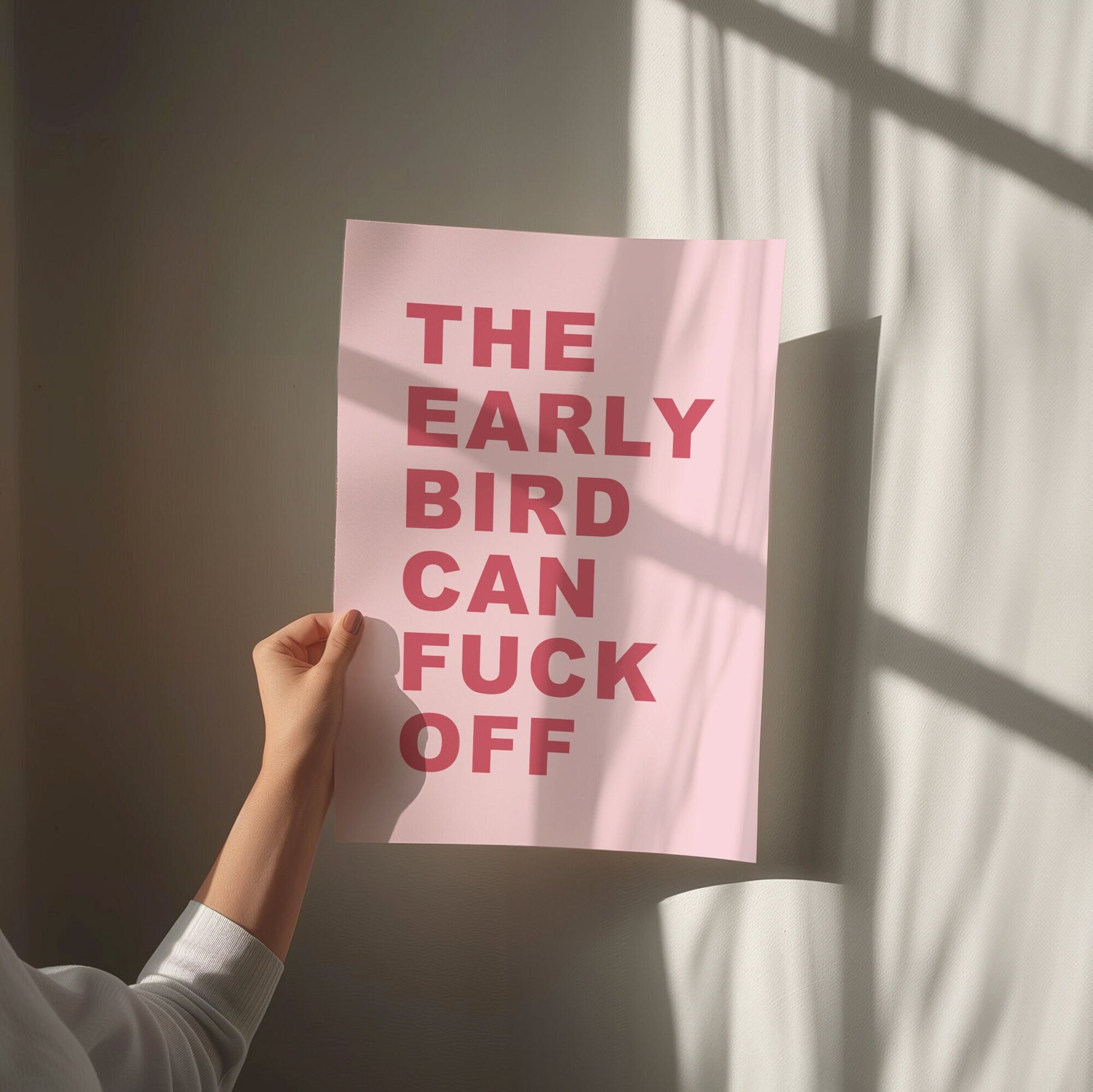 The Early Bird Can Fuck Off Wall Print, Unframed Card Art Print, Funny Wall Decor