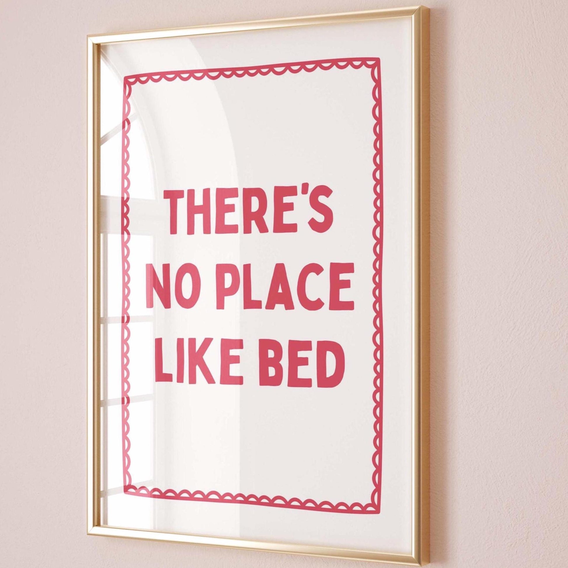 There's No Place Like Bed Print, Bedroom Wall Art, Mid Century Modern Decor