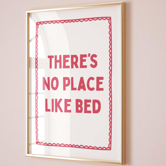There's No Place Like Bed Print, Bedroom Wall Art, Mid Century Modern Decor