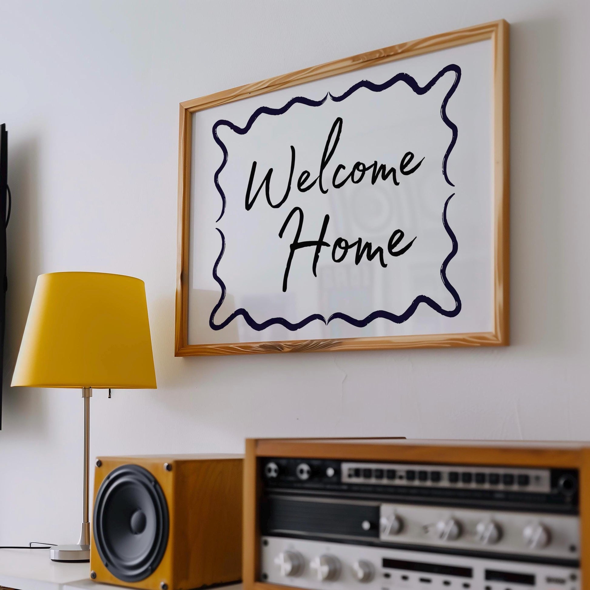 Welcome Home Wall Print, Welcome Posters Hallway Art, Vintage Hand Drawn Print, Horizontal Simple Home Wall Print, Black and white Poster