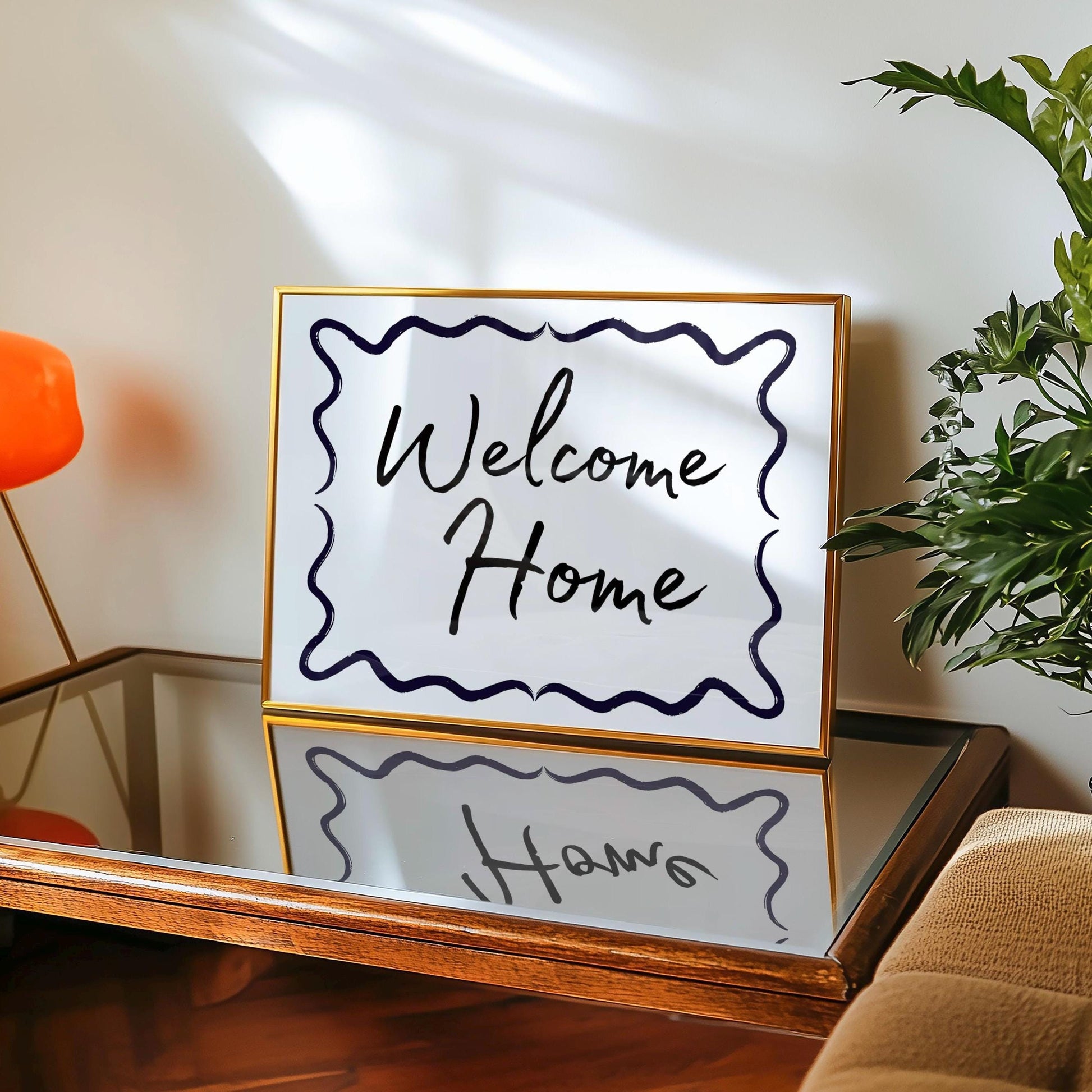Welcome Home Wall Print, Welcome Posters Hallway Art, Vintage Hand Drawn Print, Horizontal Simple Home Wall Print, Black and white Poster