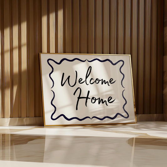 Welcome Home Wall Print, Welcome Posters Hallway Art, Vintage Hand Drawn Print, Horizontal Simple Home Wall Print, Black and white Poster