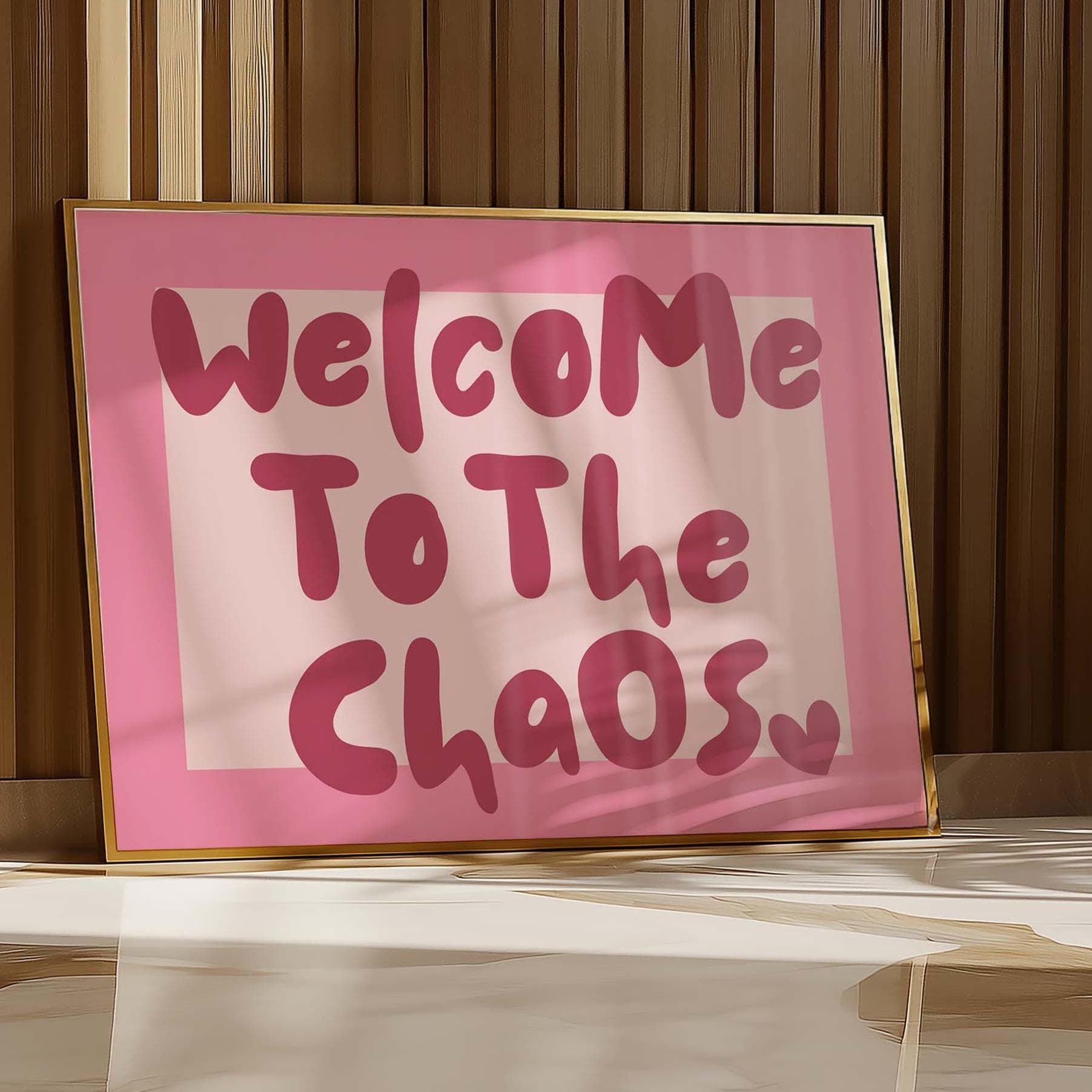 Welcome To The Chaos Landscape Pink Art Print