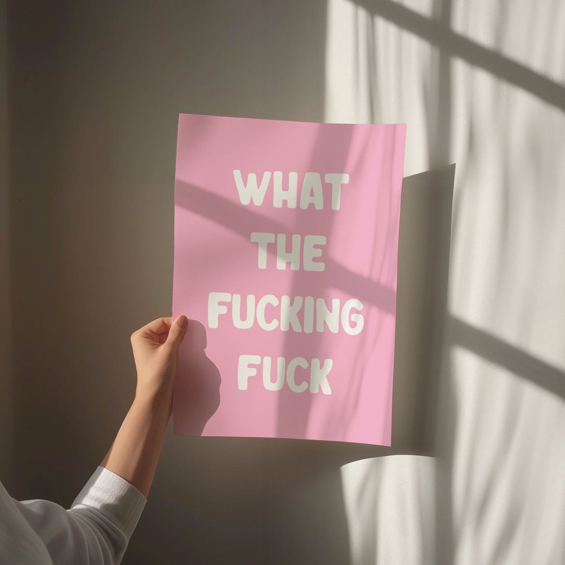 What The Fucking Fuck, Unframed Card Art Print, Sweary Wall Art, Pink Room Decor