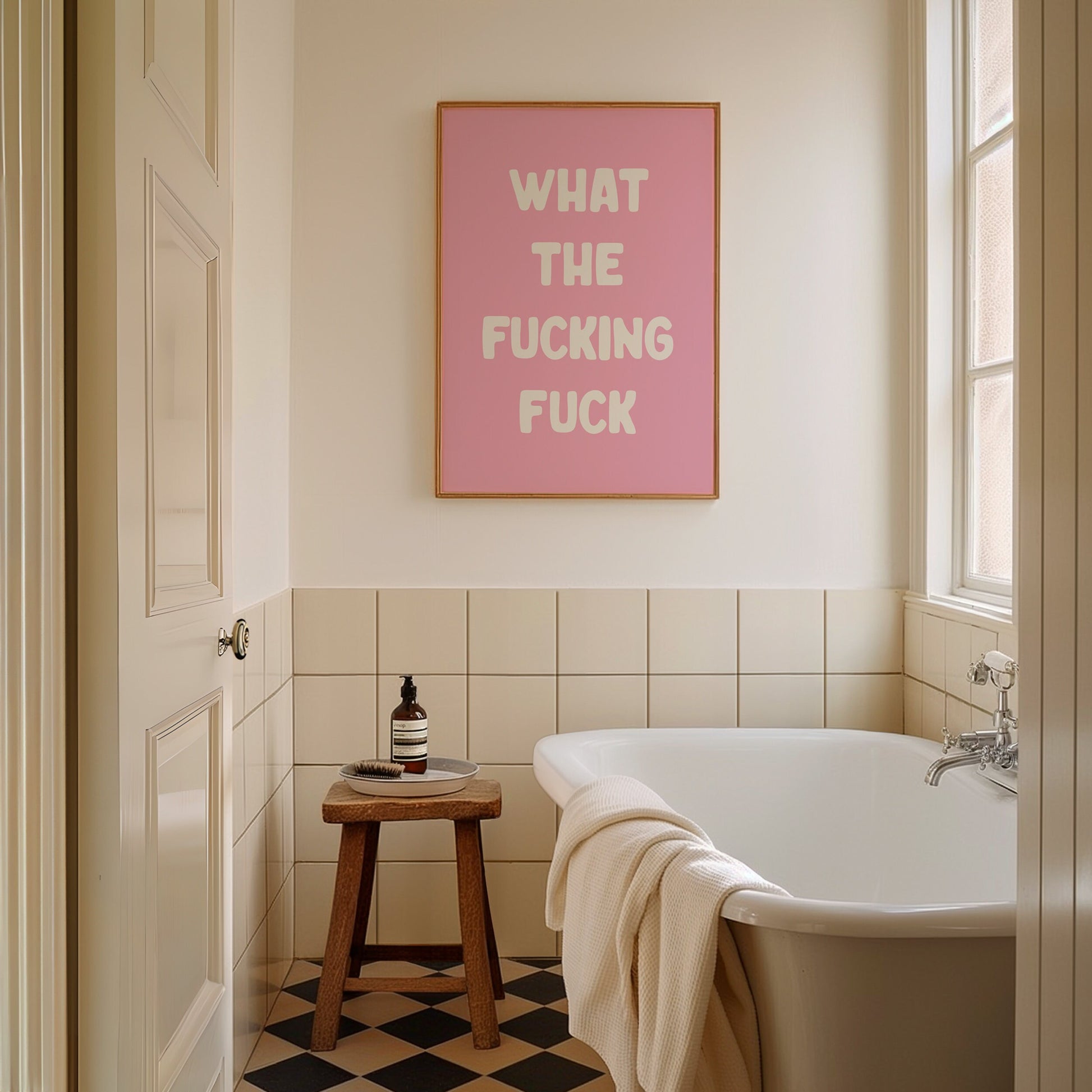 What The Fucking Fuck, Unframed Card Art Print, Sweary Wall Art, Pink Room Decor