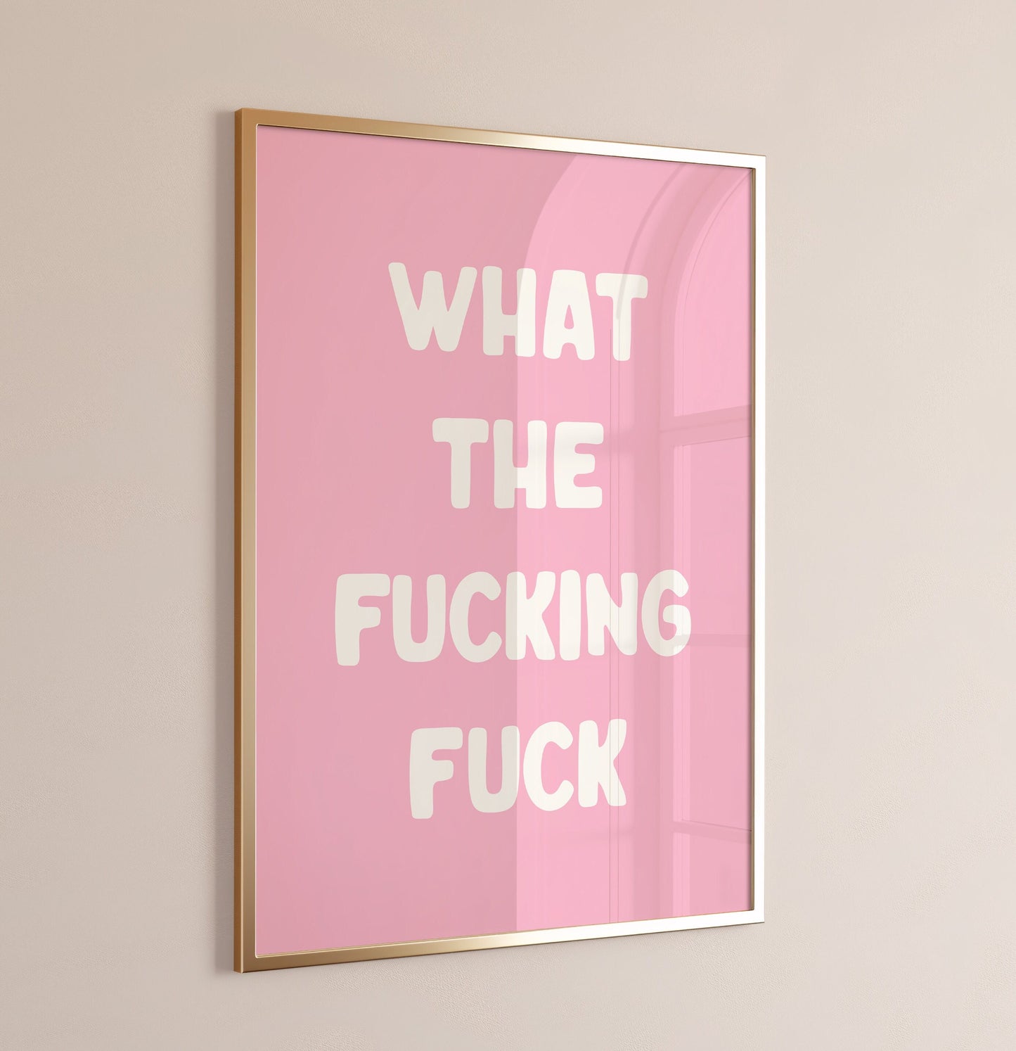 What The Fucking Fuck, Unframed Card Art Print, Sweary Wall Art, Pink Room Decor