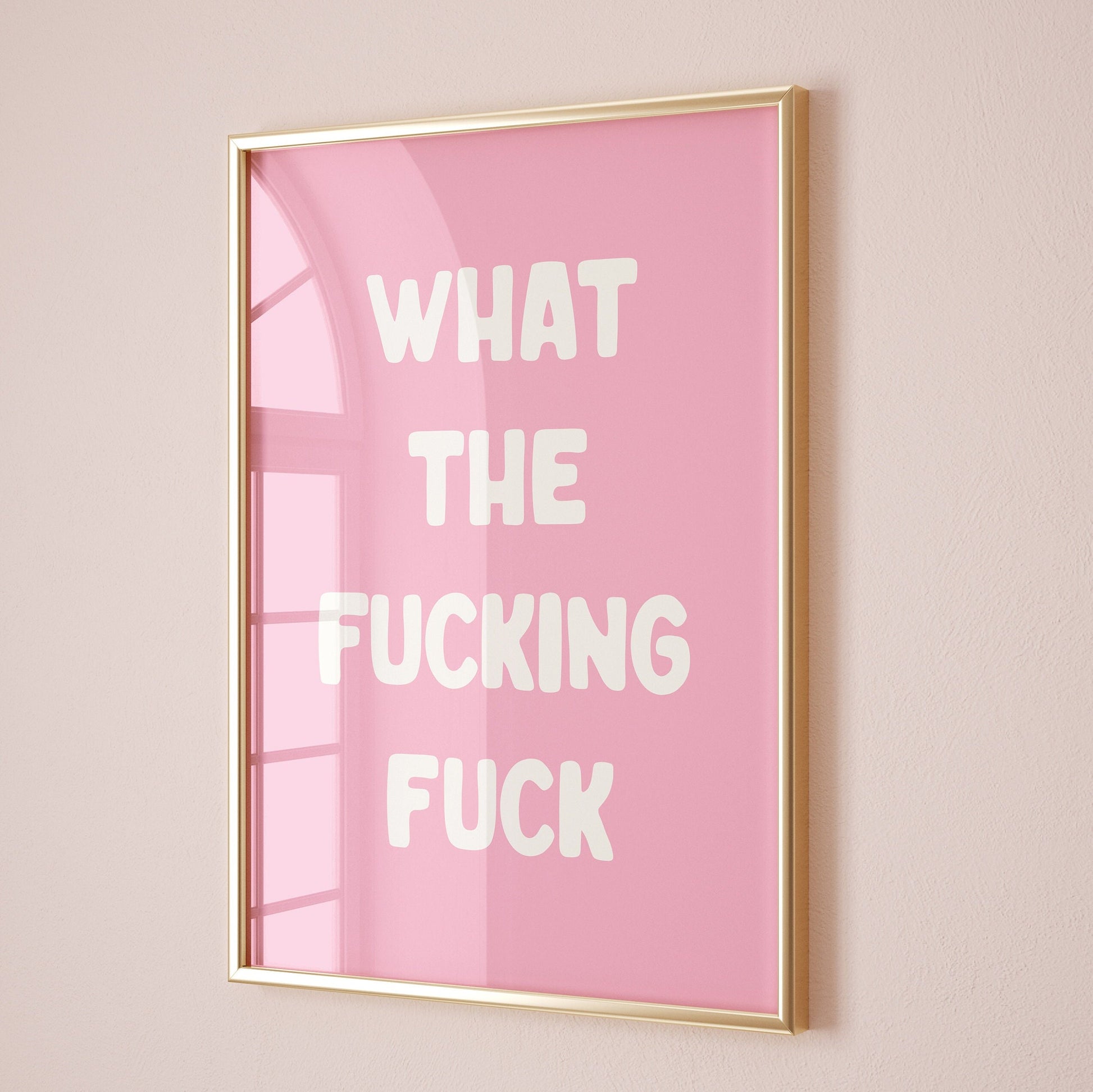 What The Fucking Fuck, Unframed Card Art Print, Sweary Wall Art, Pink Room Decor