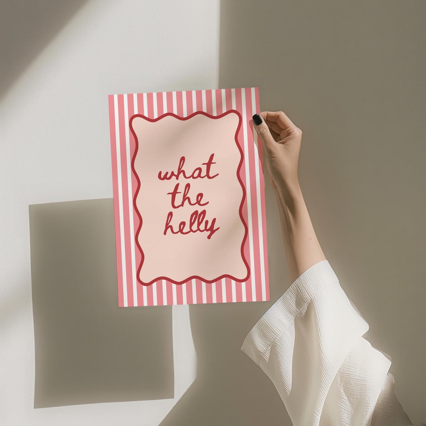 What The Helly Art Print Pink Striped Wall Decor