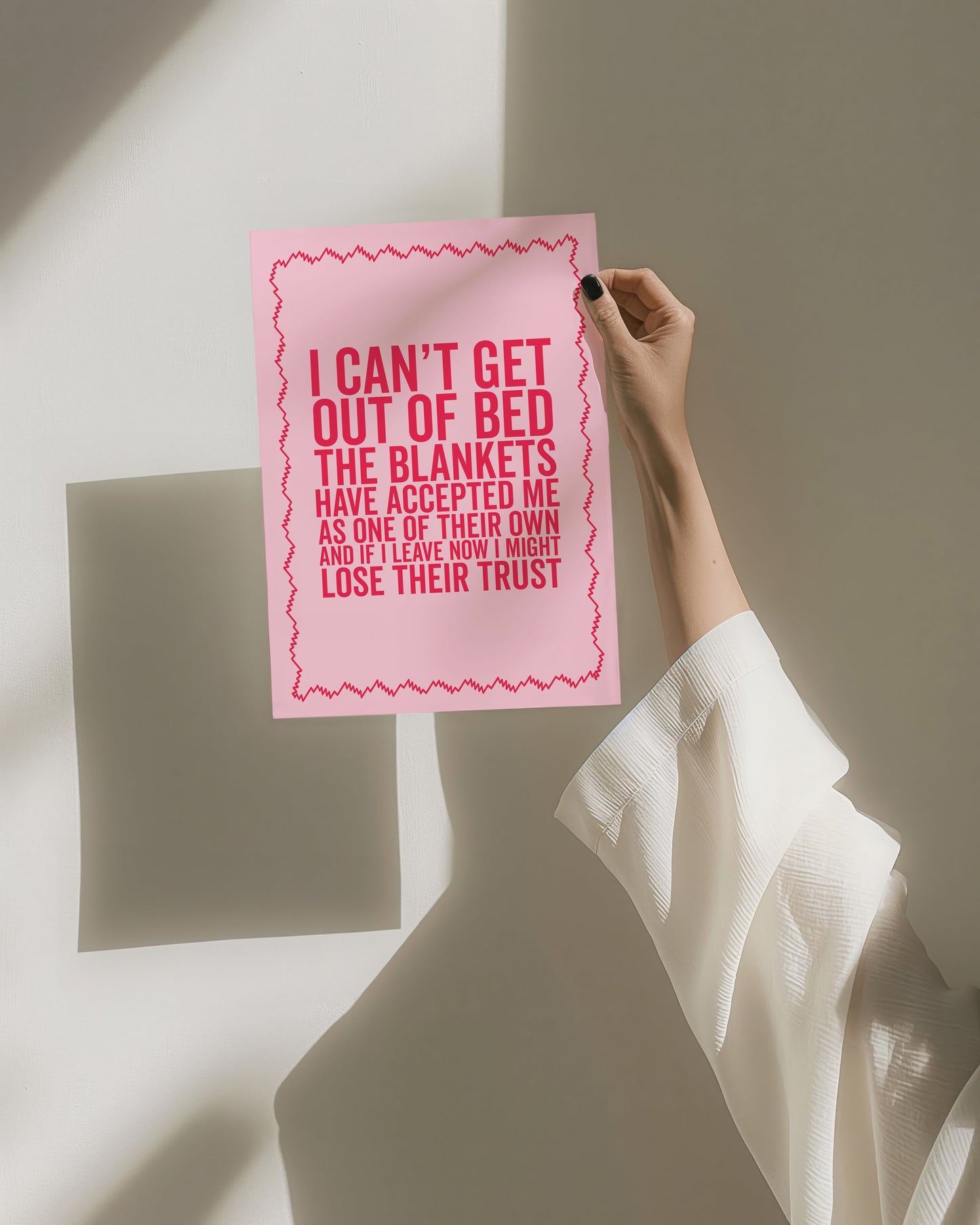 I Can't Get Out Of Bed, Unframed Card Wall Print