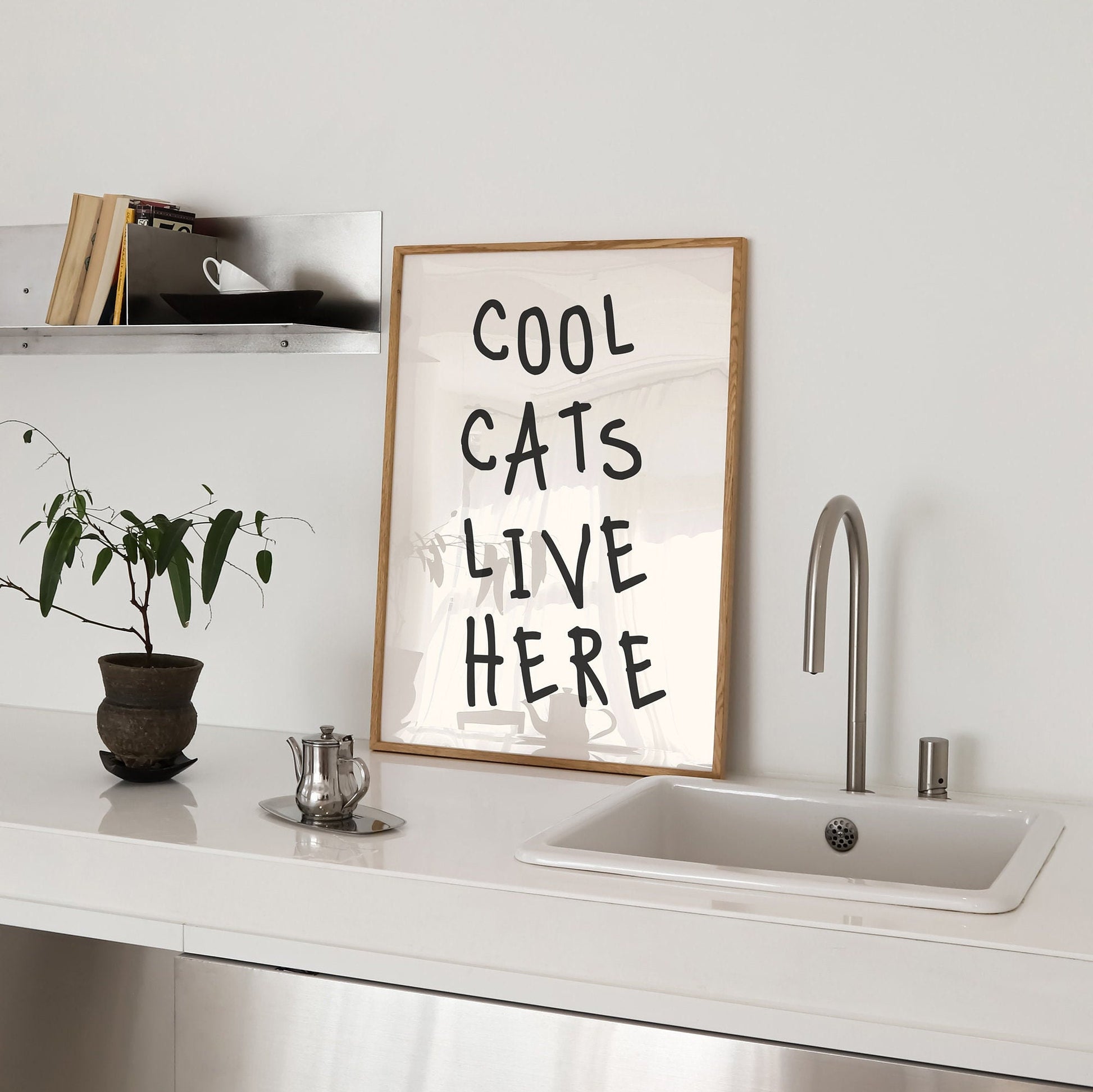 cool cats live here wall print