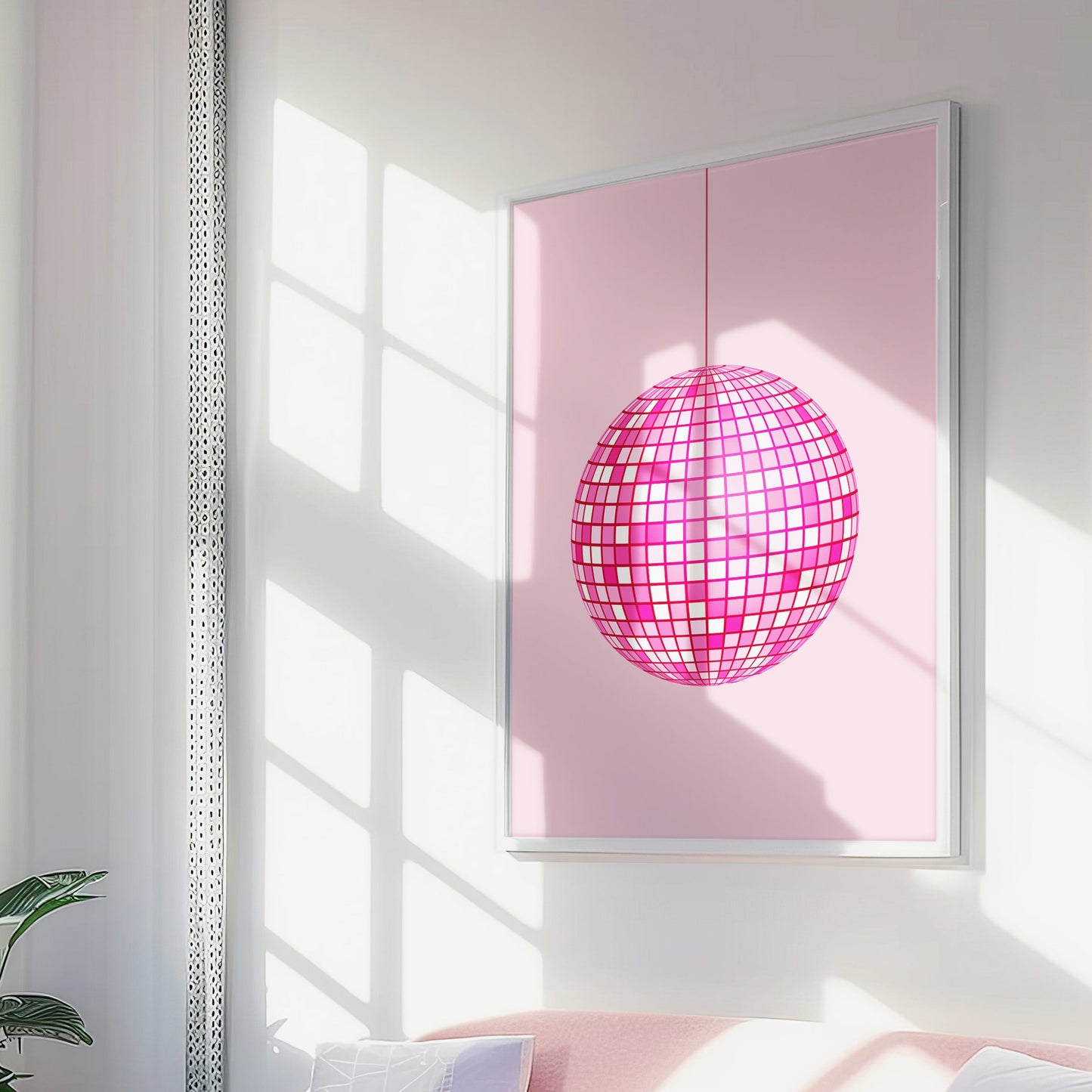 Pink Disco Ball Wall Print, Unframed Card Art Print