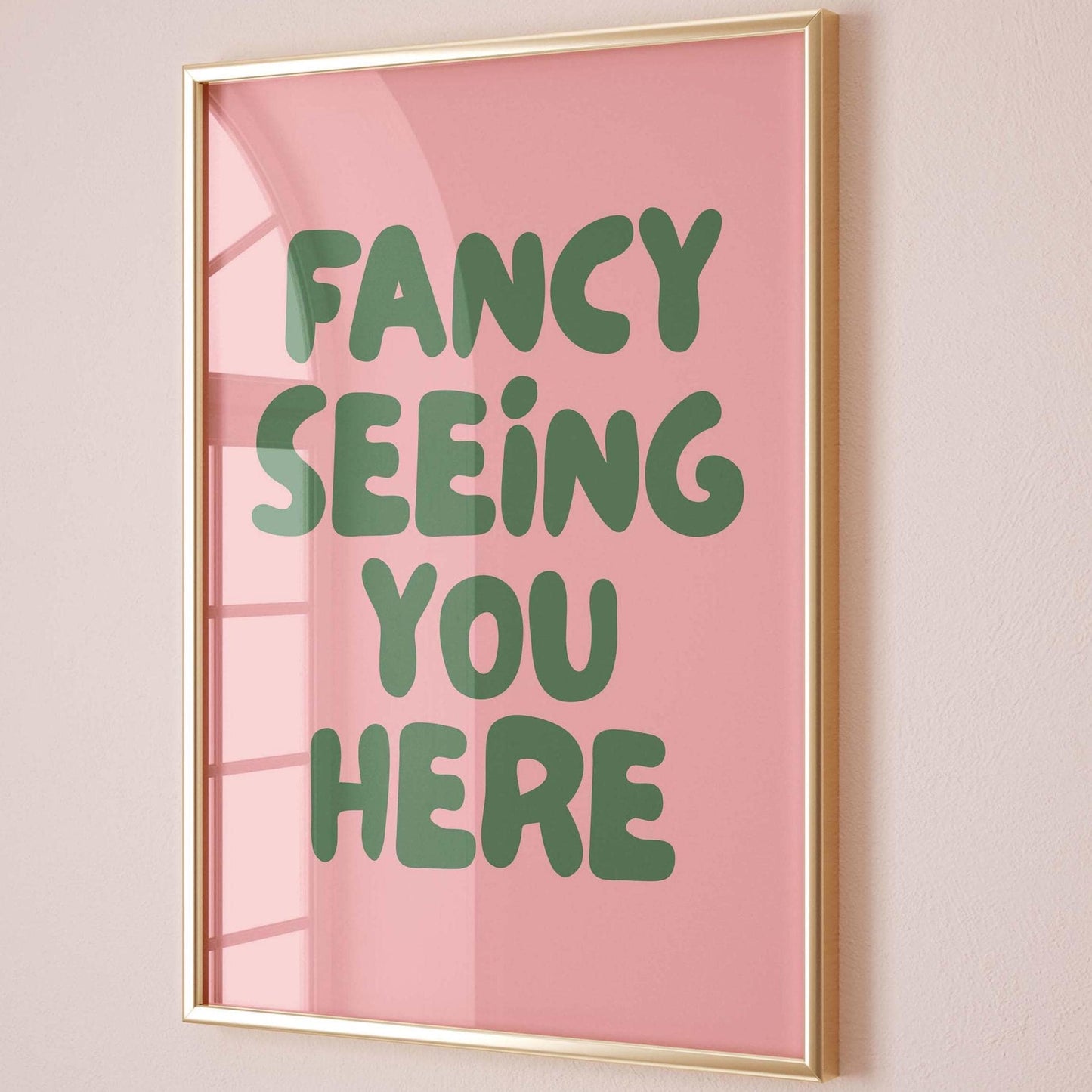 fancy seeing you here wall art print pink and green