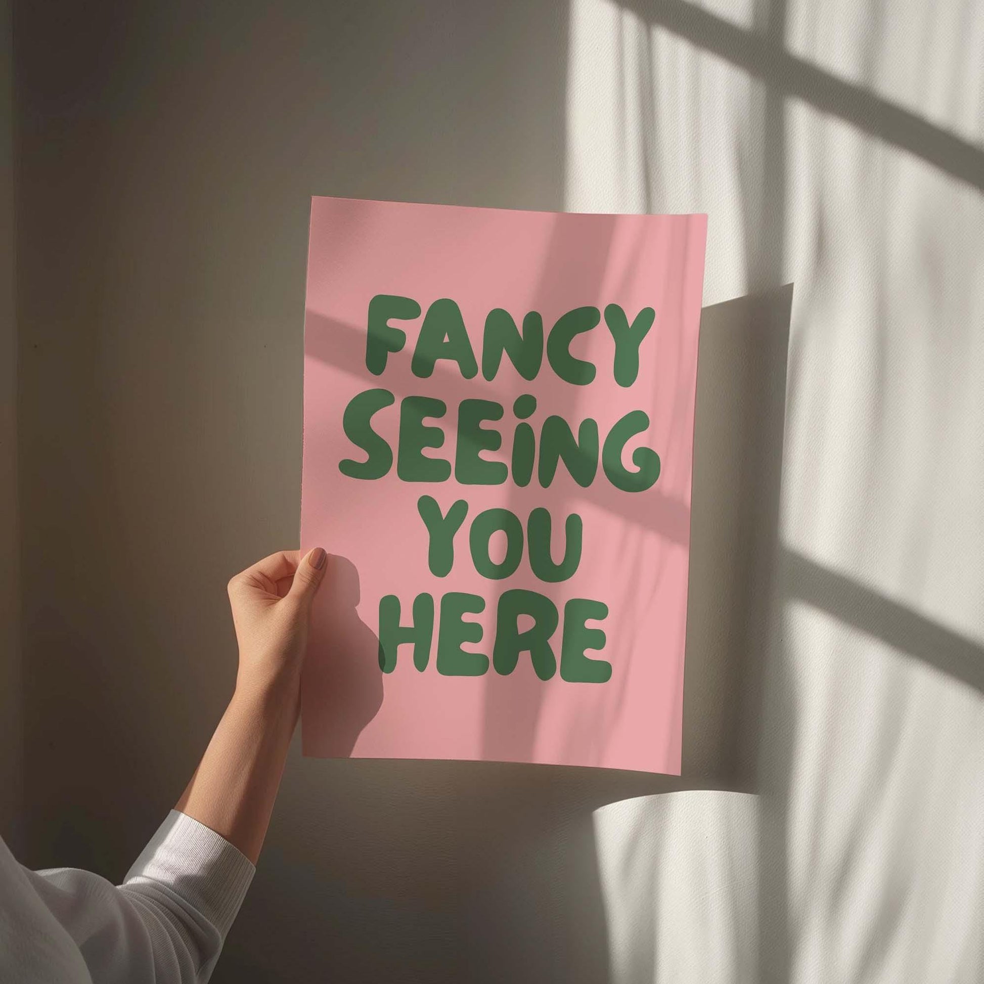 fancy seeing you here wall art print pink and green