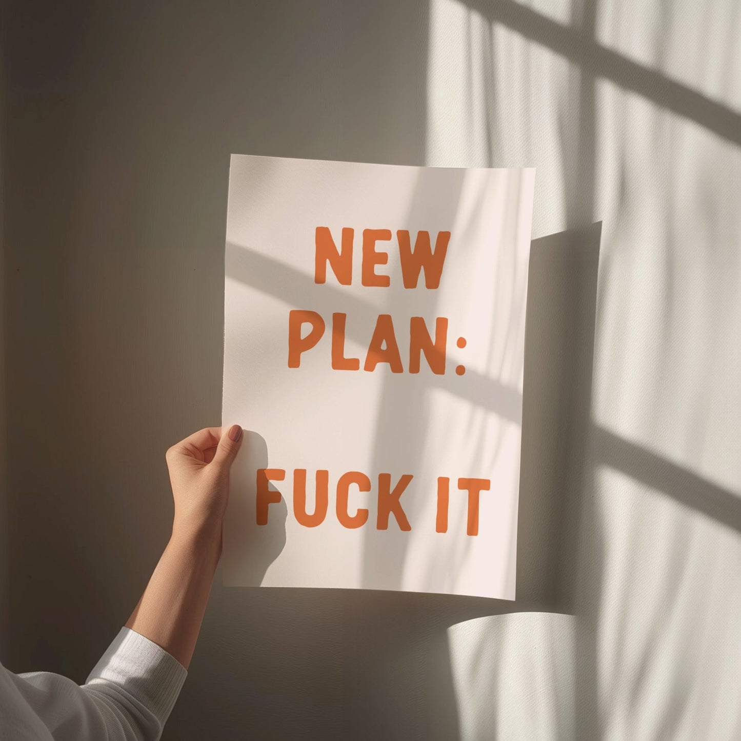 New Plan Fuck It, Wall Print, Unframed Card Art Print, Funny Wall Decor