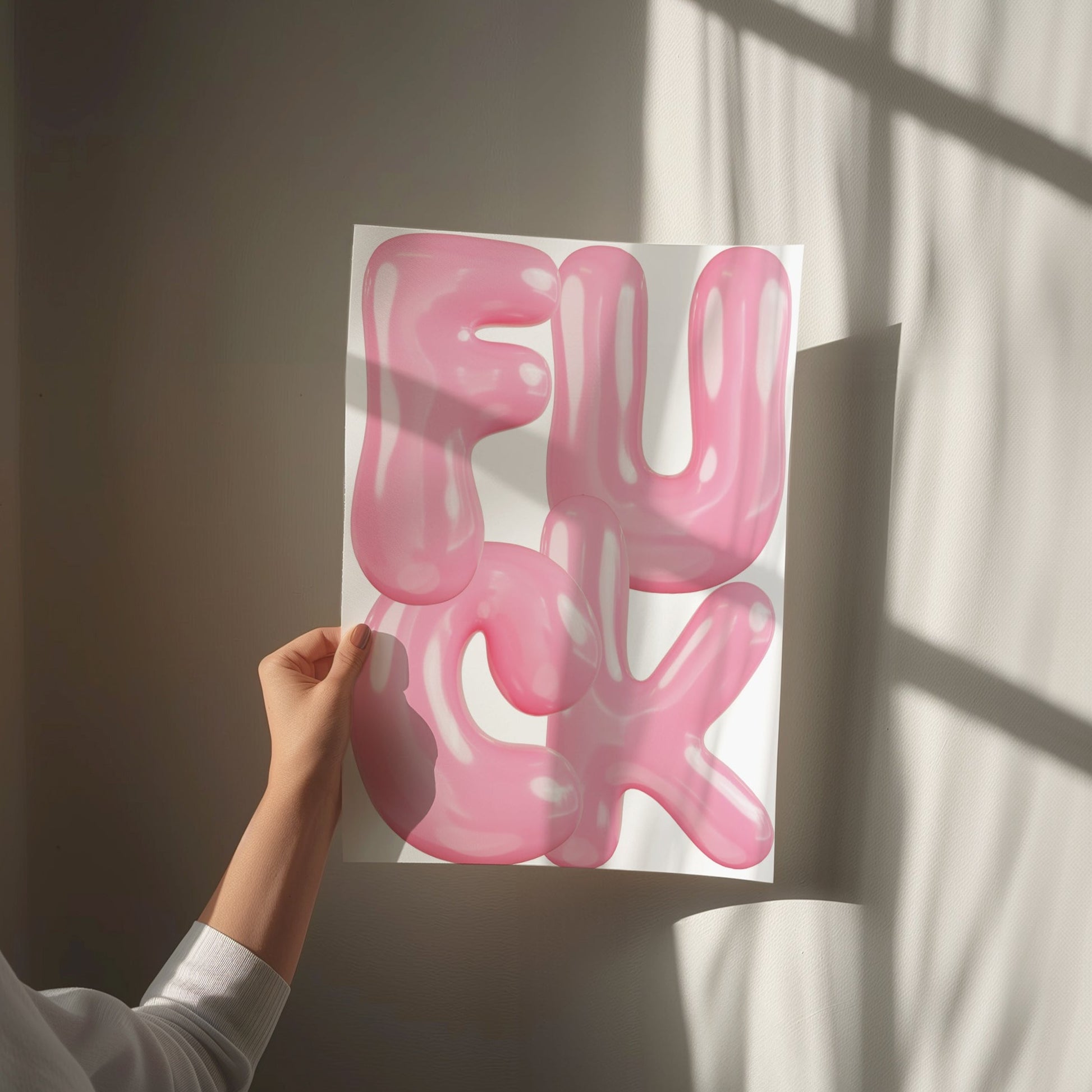 fuck pink wall print 