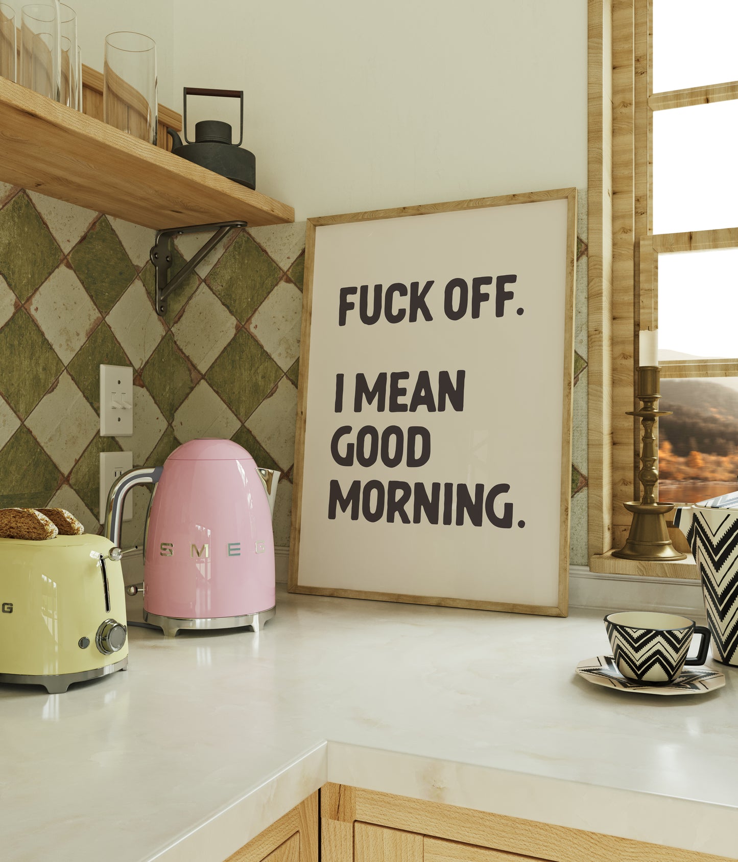 fuck off I mean good morning wall art print