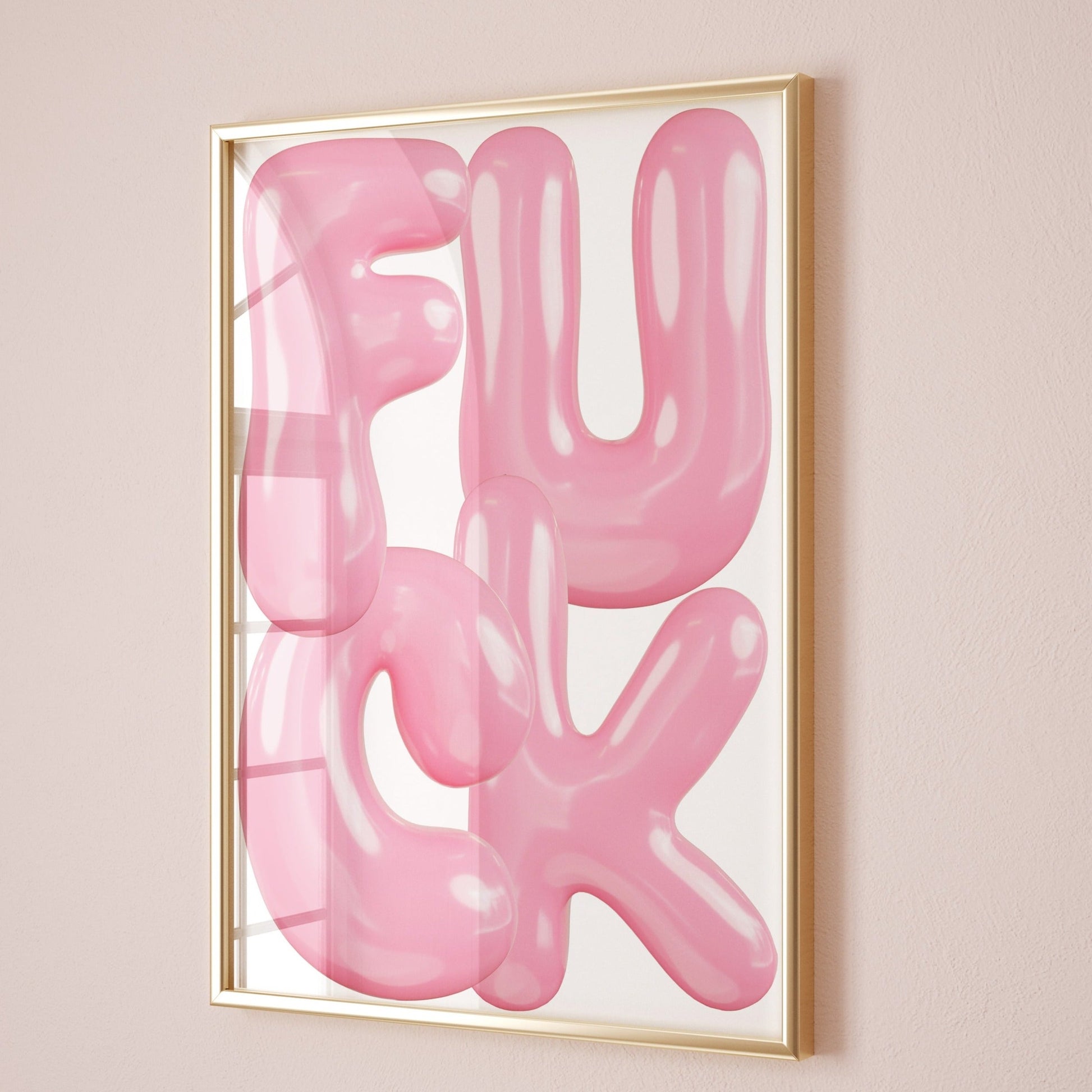 pink balloon text fuck wall print