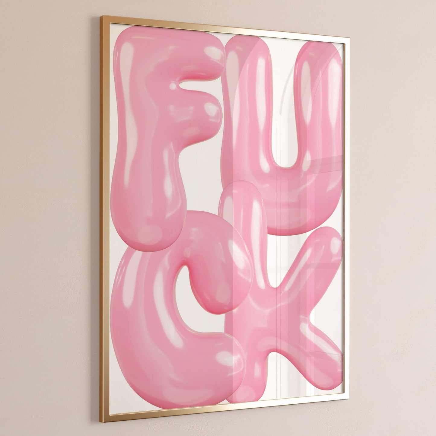 fuck pink balloon wall print