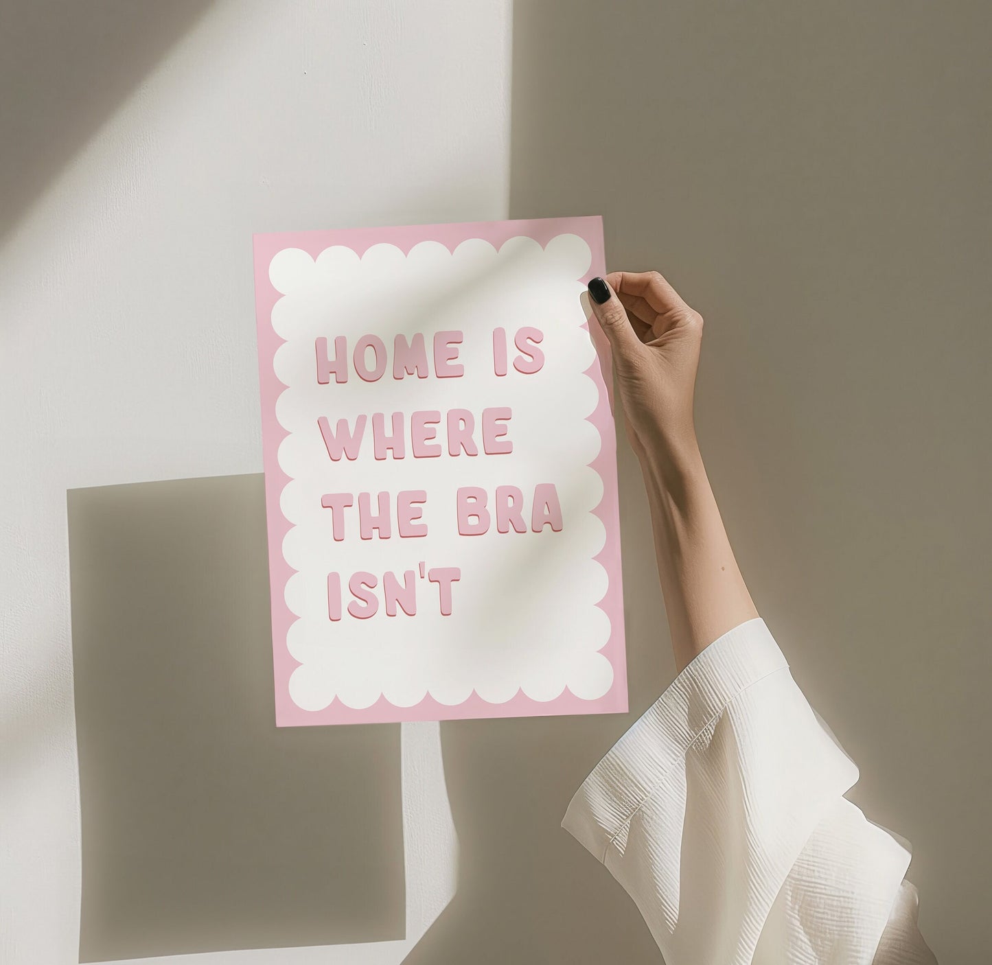 Bra Off Wall Print, Home Is Where The Bra Isn't, Unframed Card Art Print, Funny Quote Wall Decor, Funny Home Prints
