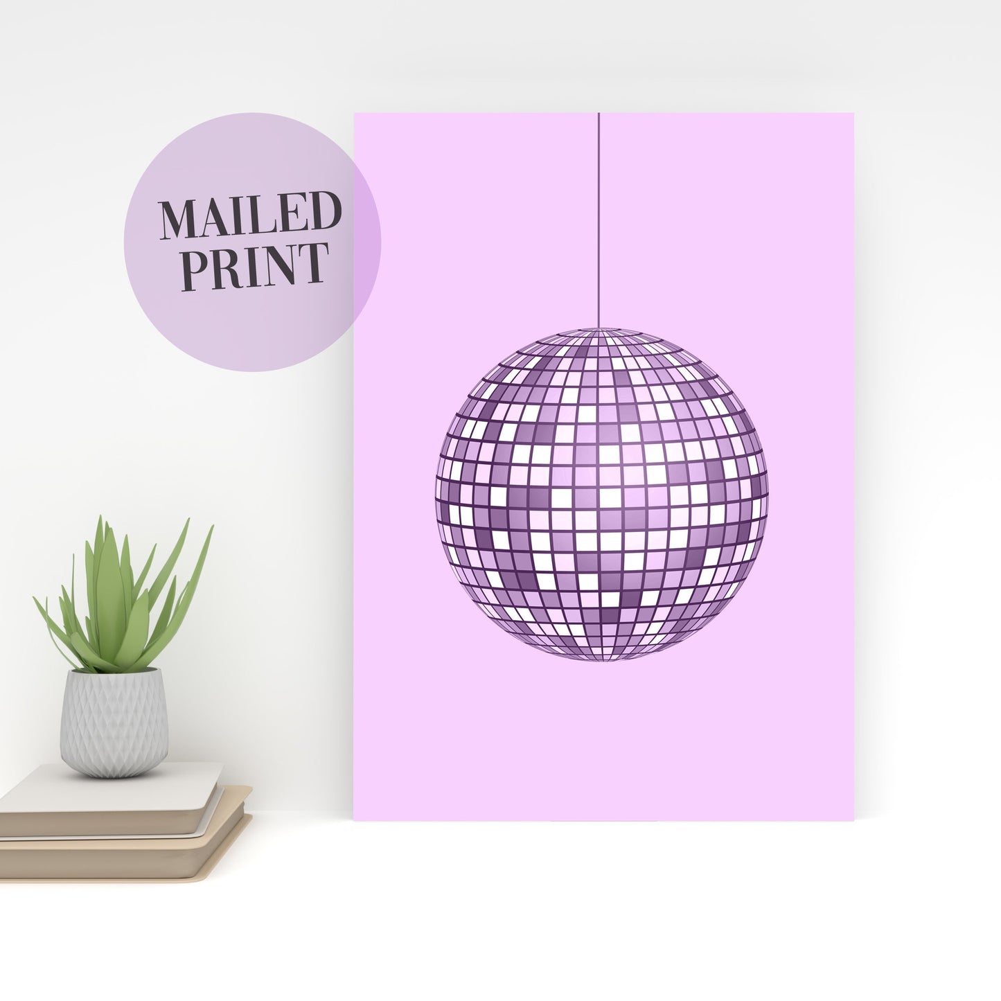 purple disco ball a4 a3 wall print