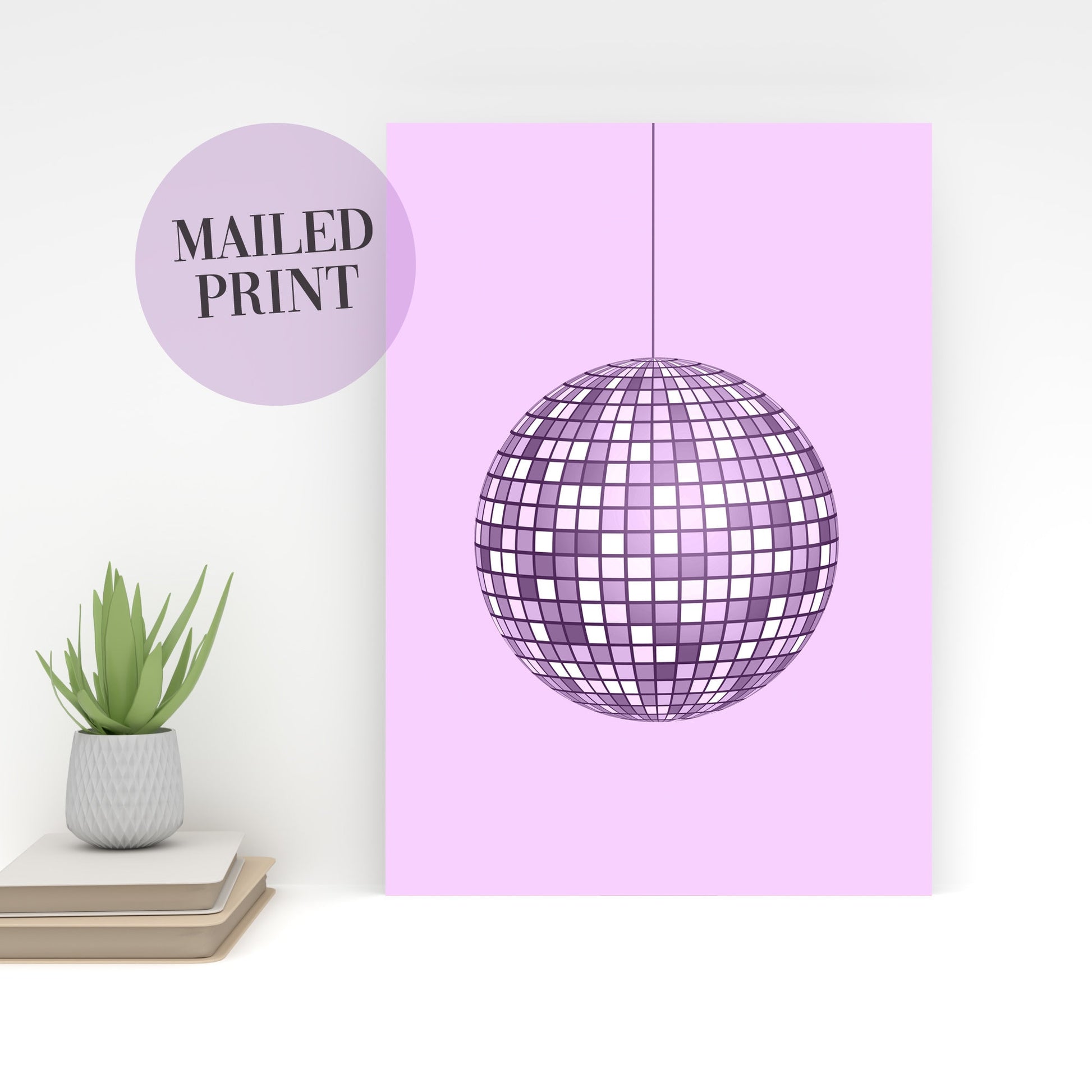 purple disco ball a4 a3 wall print