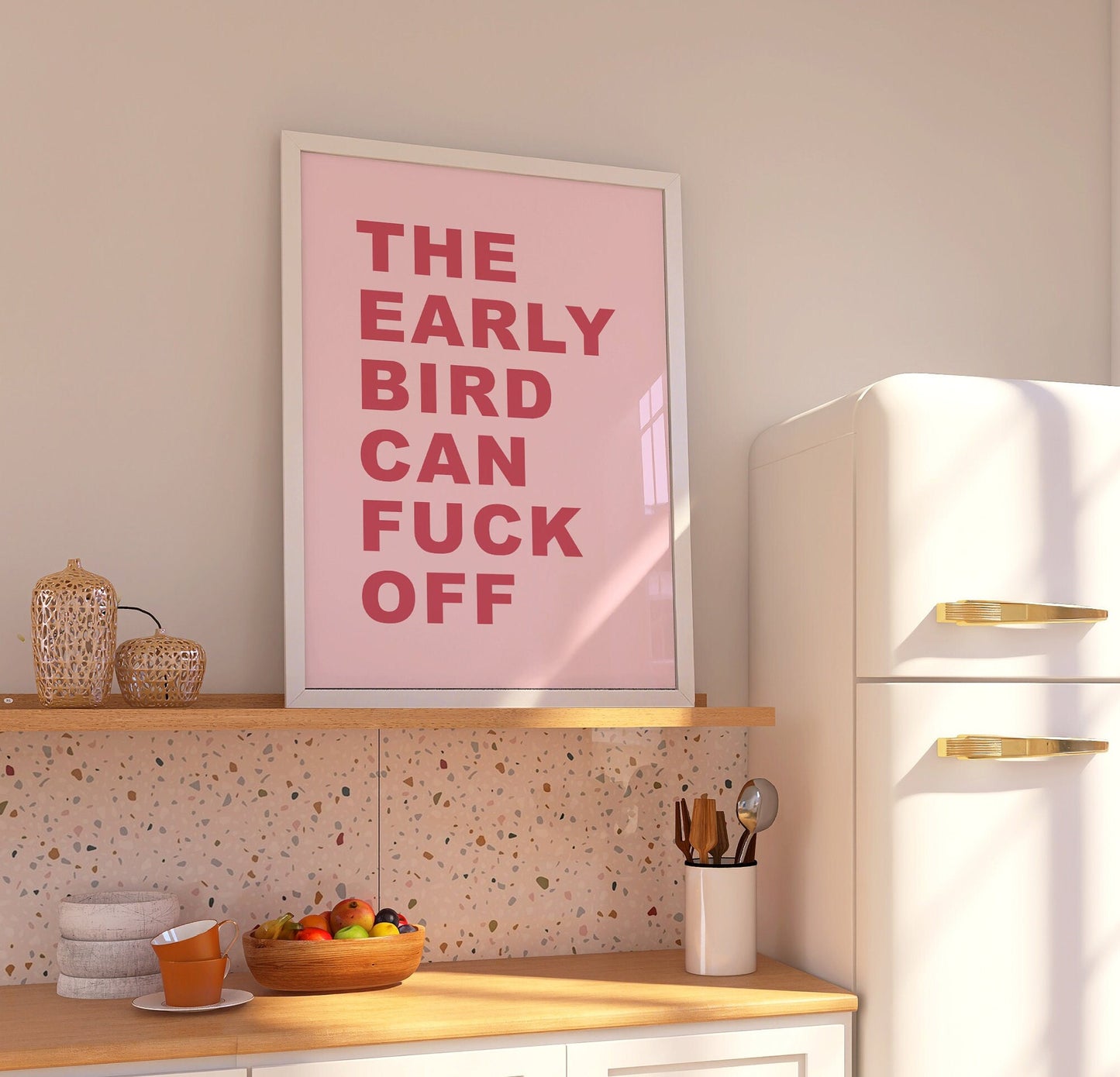 The Early Bird Can Fuck Off Wall Print, Unframed Card Art Print