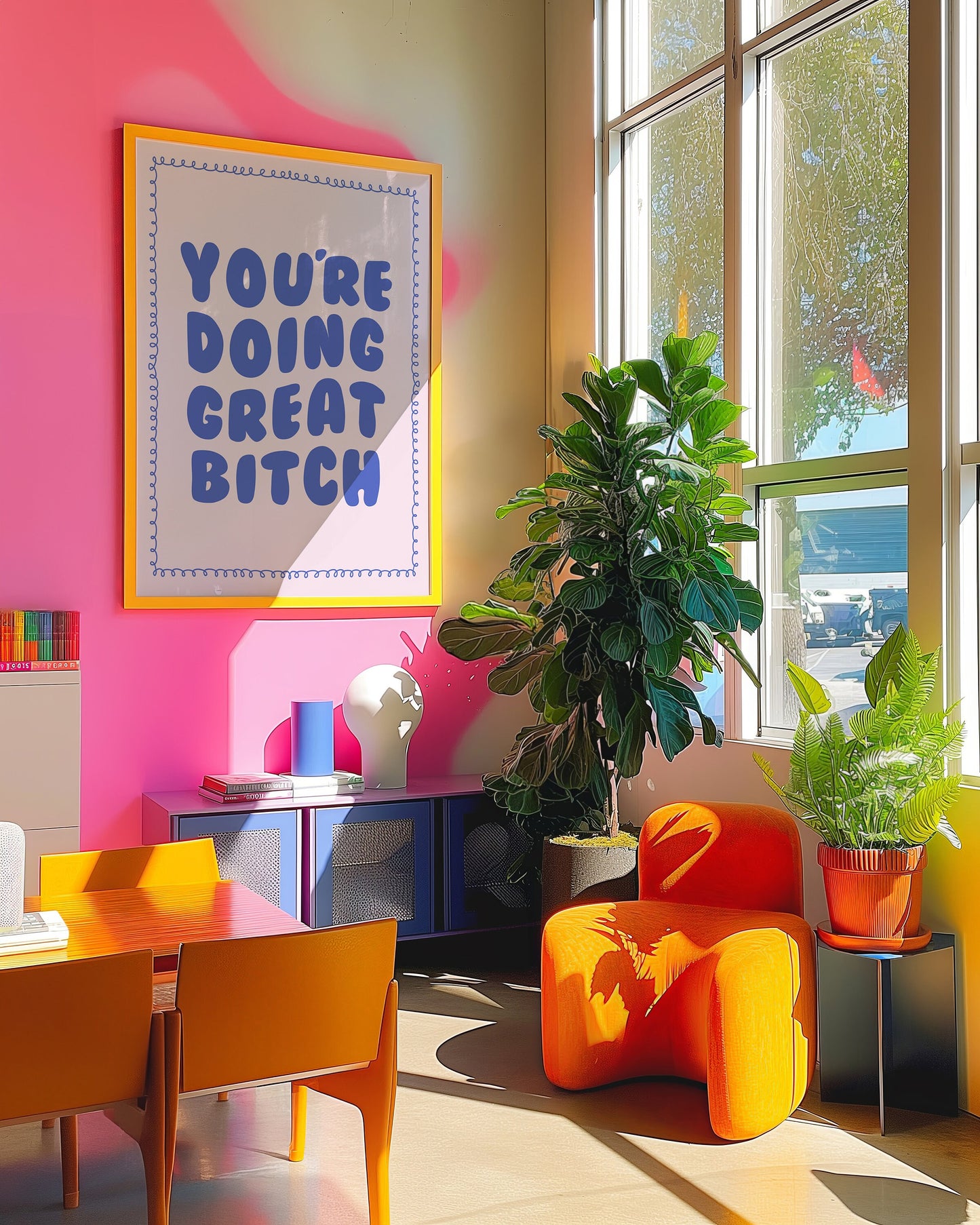 You're Doing Great Bitch Wall Print, Unframed Card Art Print, Positive Quote, Self Love Wall Decor