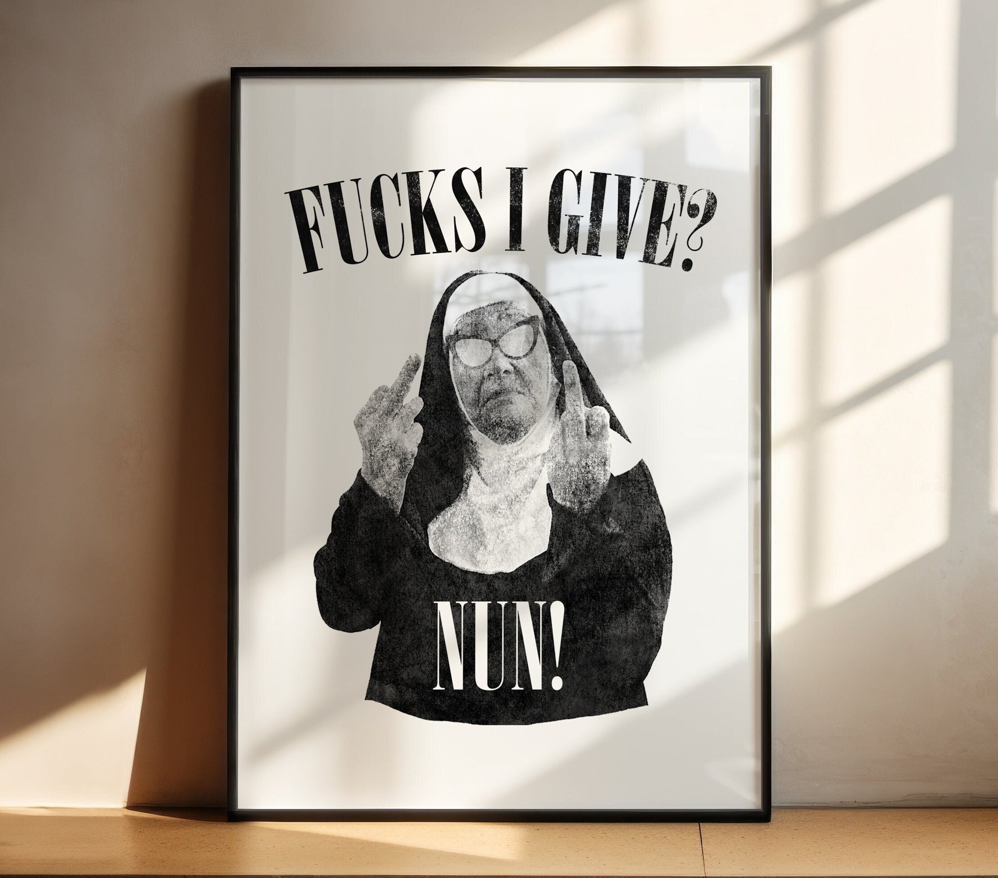 Fucks I Give, Nun, Unframed Card Print, Funny Sweary Wall Decor