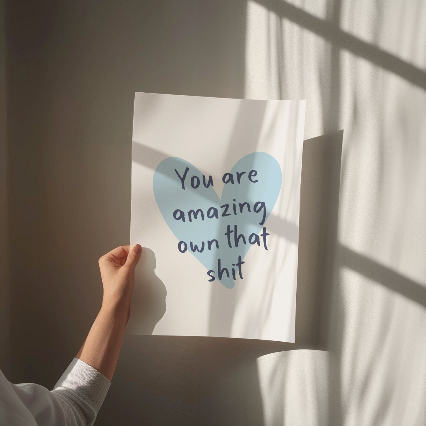 You Are Amazing Own That Shit Wall Print, Unframed Card Art Print, Positive Quote Wall Art