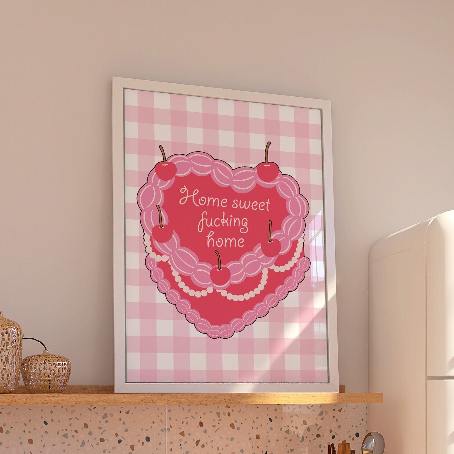 Home Sweet Fucking Home Print, Unframed Card Art Print, Sweary Wall Decor, Funny Kitchen, Hallway Print