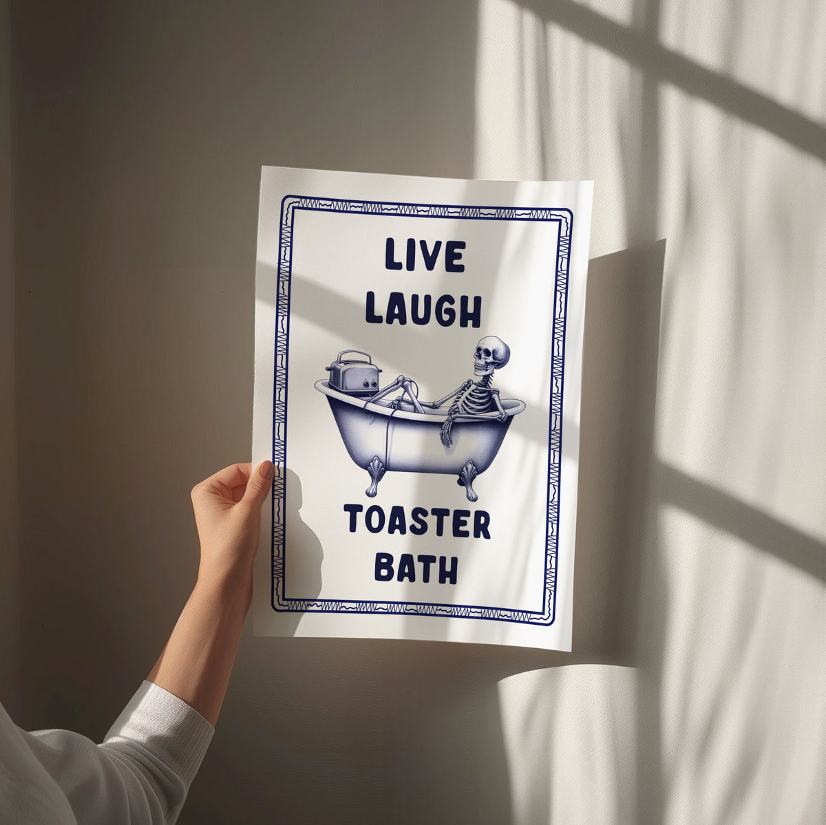 Live Laugh Toaster Bath, Unframed Card Art Print, Funny Bathroom Wall Art