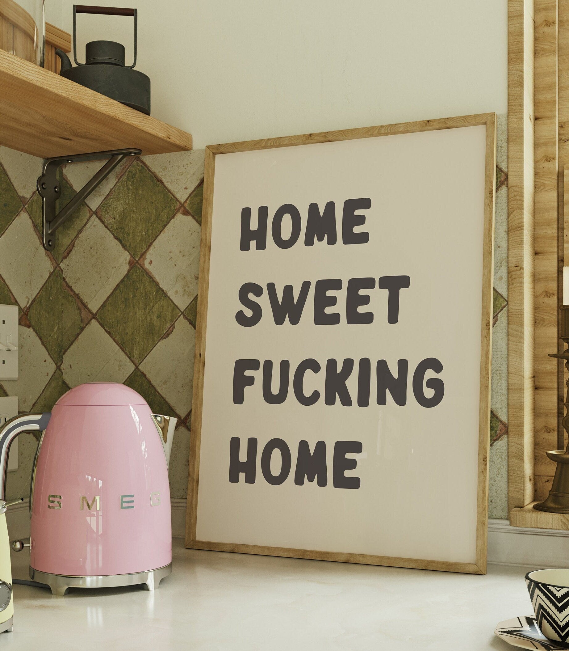 Home Sweet Fucking Home Wall Print, Unframed Card Art Print, Sweary Hallway Decor