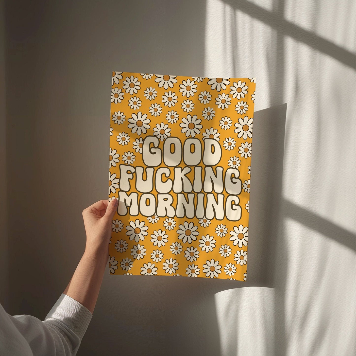 Good Fucking Morning Wall Print, Unframed Card Art Print, Sweary Floral Wall Decor