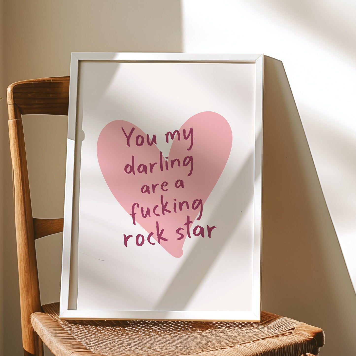 You My Darling Are A Fucking Rock Star Art Print, Sweary Wall Art, Gift For Her