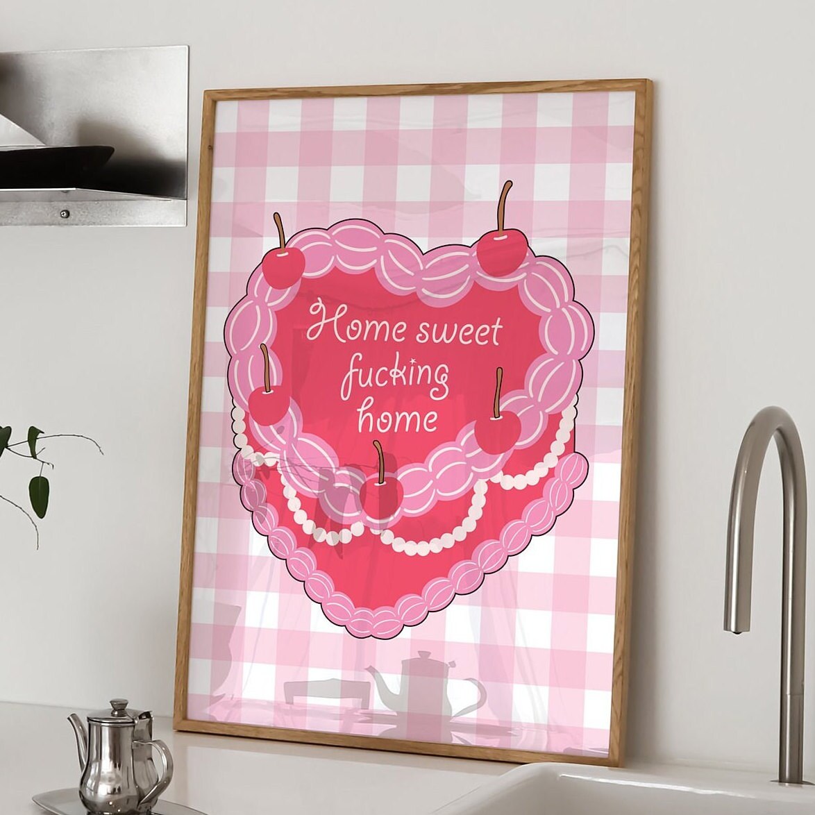 Home Sweet Fucking Home Print, Unframed Card Art Print, Sweary Wall Decor, Funny Kitchen, Hallway Print