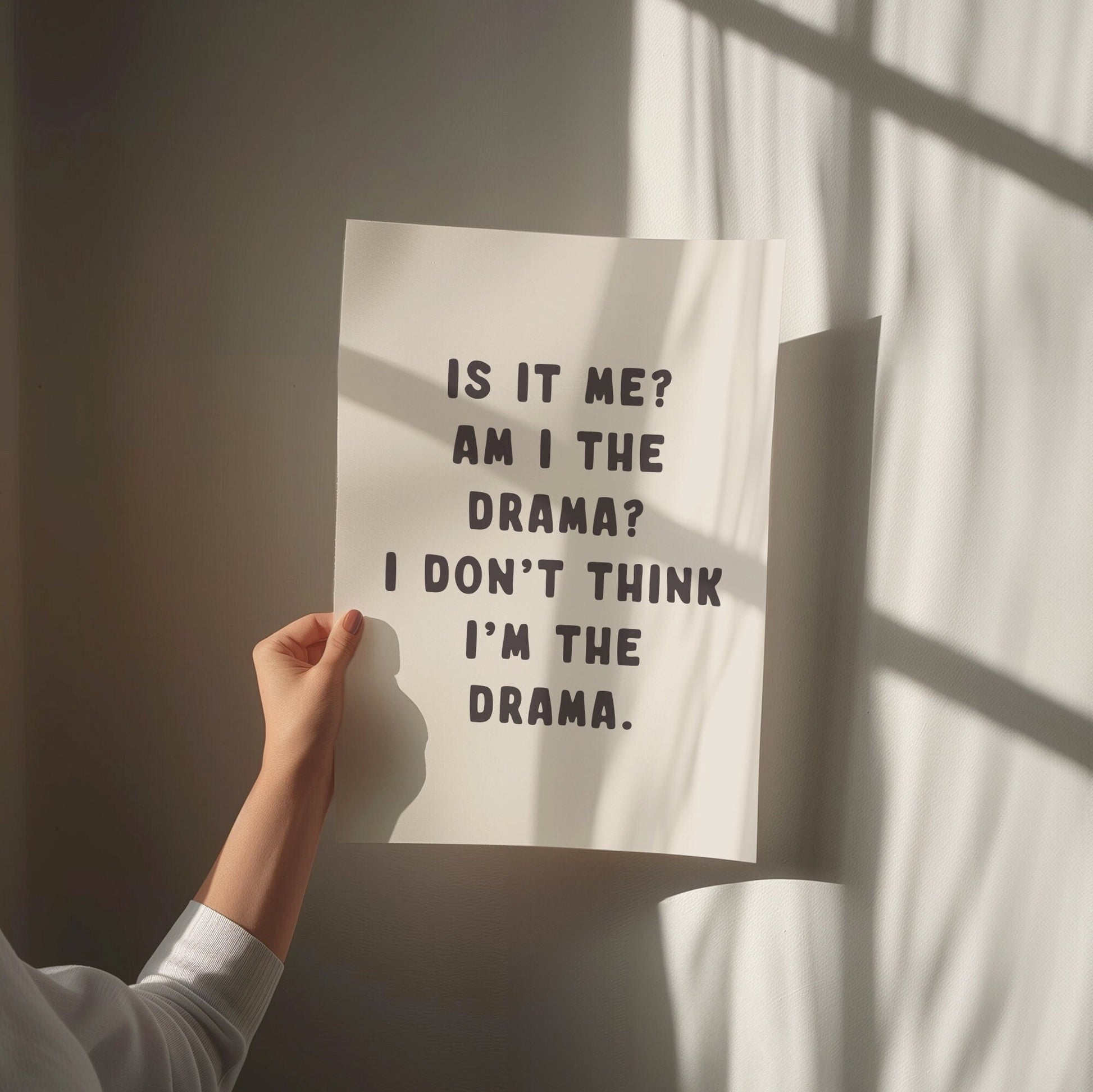 Am I The Drama, Wall Print, Unframed Card Art Print, Cream and Black