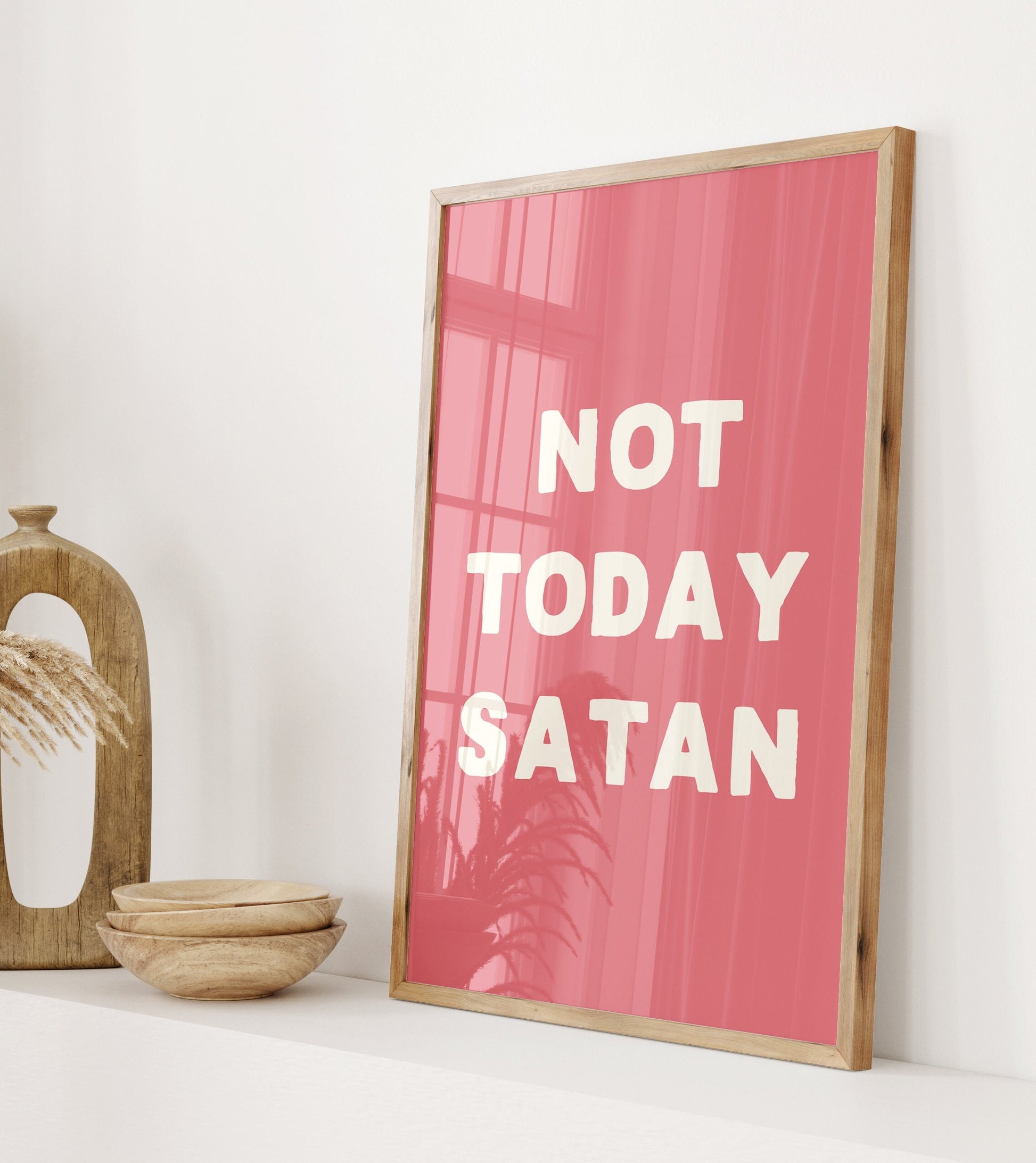 Not Today Satan Wall Print, Unframed Card Art Print, Funny Wall Decor