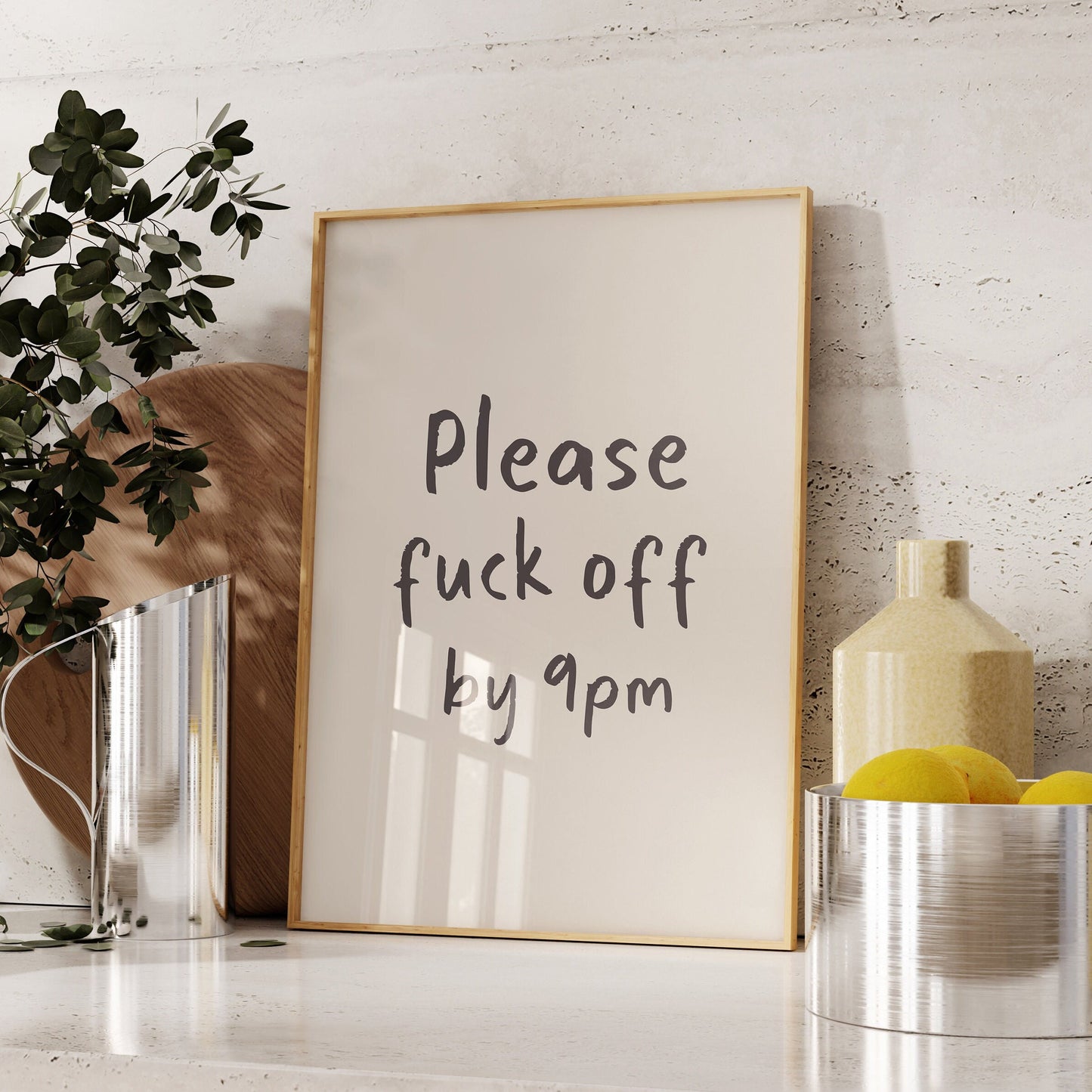 Funny Hallway Art Print: Please Fuck Off By 9pm (Unframed)