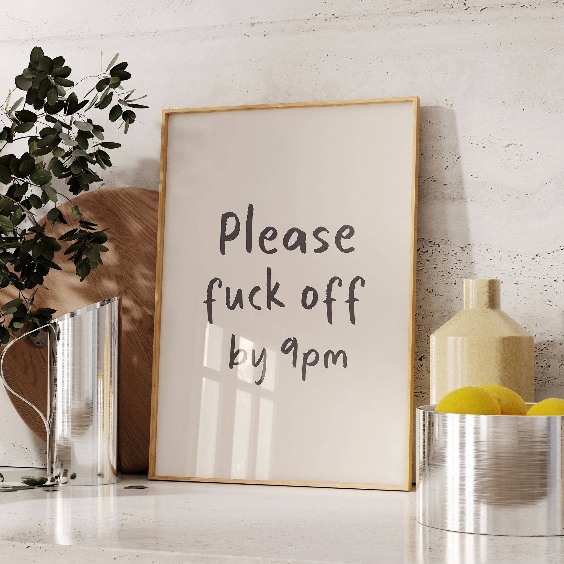 Funny Hallway Art Print: Please Fuck Off By 9pm (Unframed)