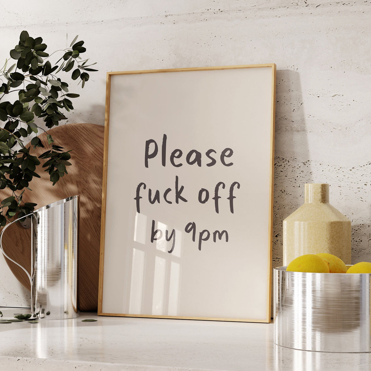 Funny Hallway Art Print: Please Fuck Off By 9pm (Unframed)