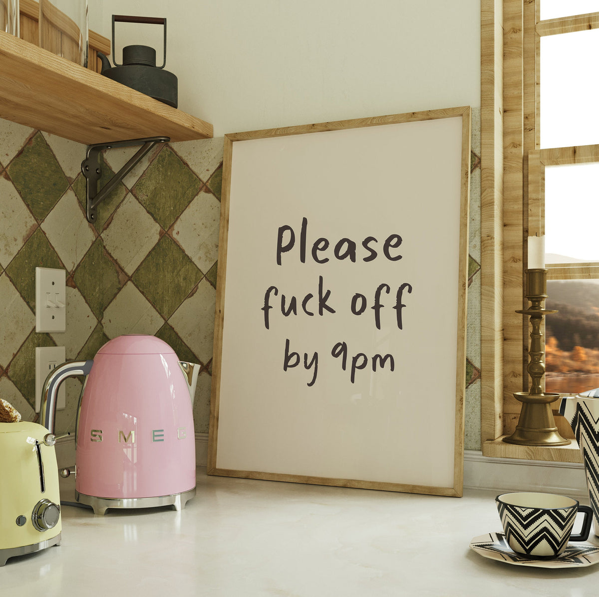 Funny Hallway Art Print: Please Fuck Off By 9pm (Unframed)