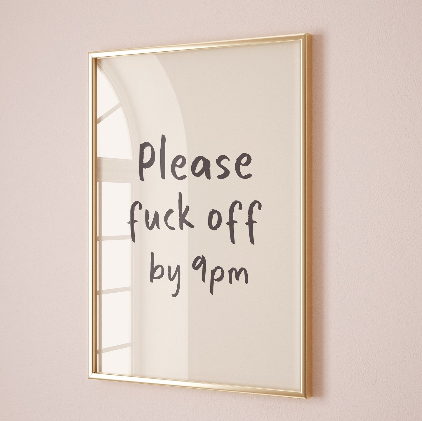 Funny Hallway Art Print: Please Fuck Off By 9pm (Unframed)