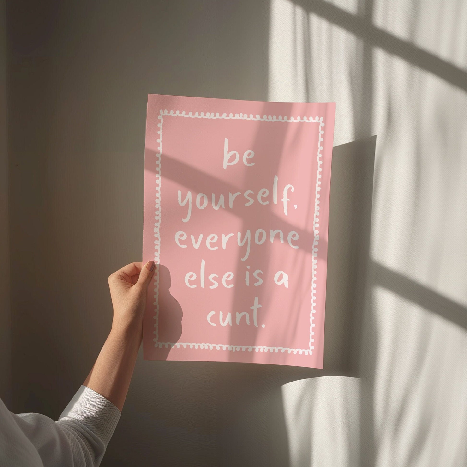 Be Yourself Print: Funny Pink Room Decor, Unframed Art