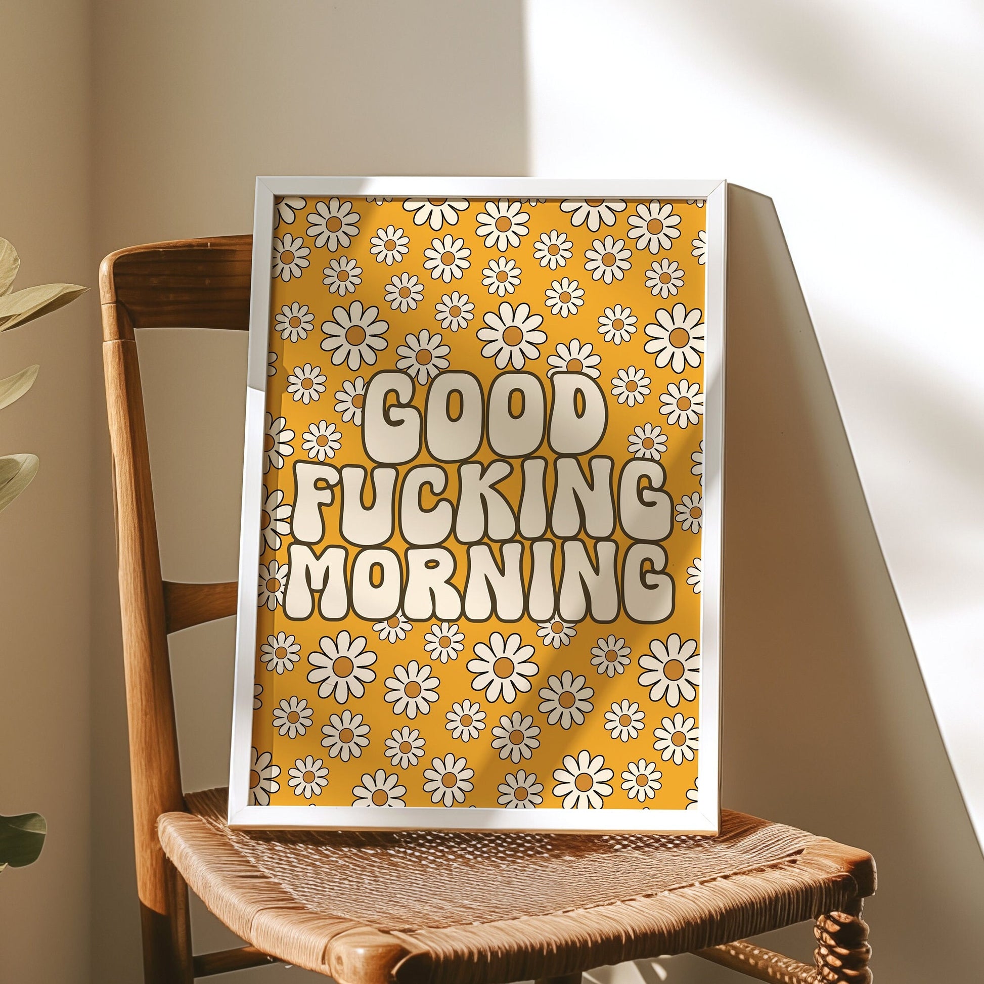 Good Fucking Morning Wall Print, Unframed Card Art Print, Sweary Floral Wall Decor