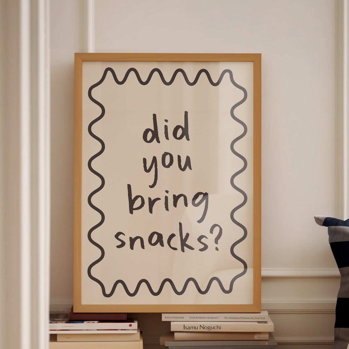 Funny Kitchen Art Print: Did You Bring Snacks, Cream & Black