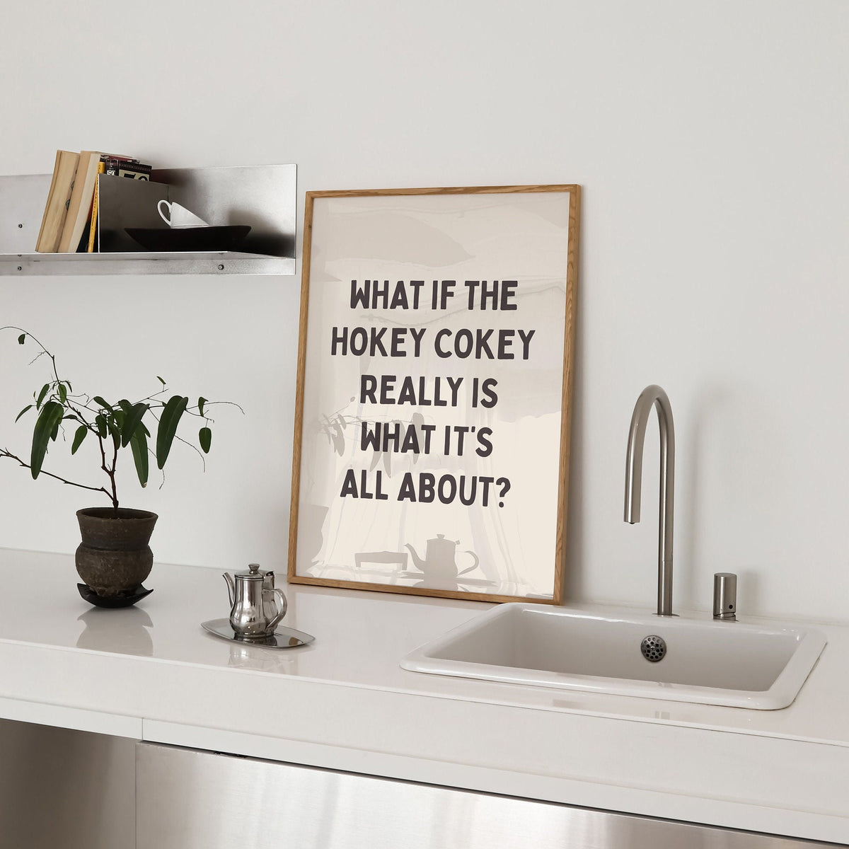 Hokey Cokey Funny Quote Print: Cream & Black Unframed Card